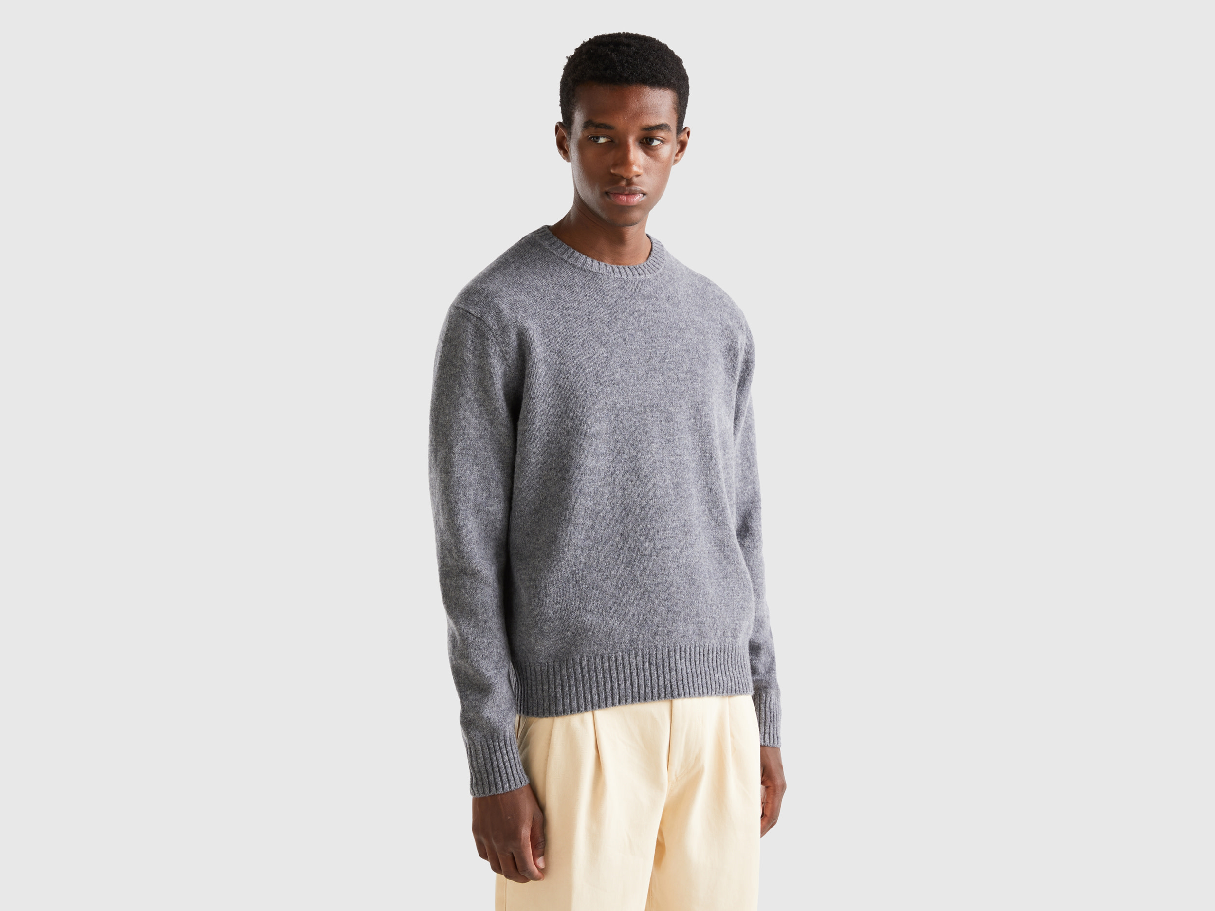 Benetton, Sweater In Shetland Wool, size XXL, Dark Gray, Men
