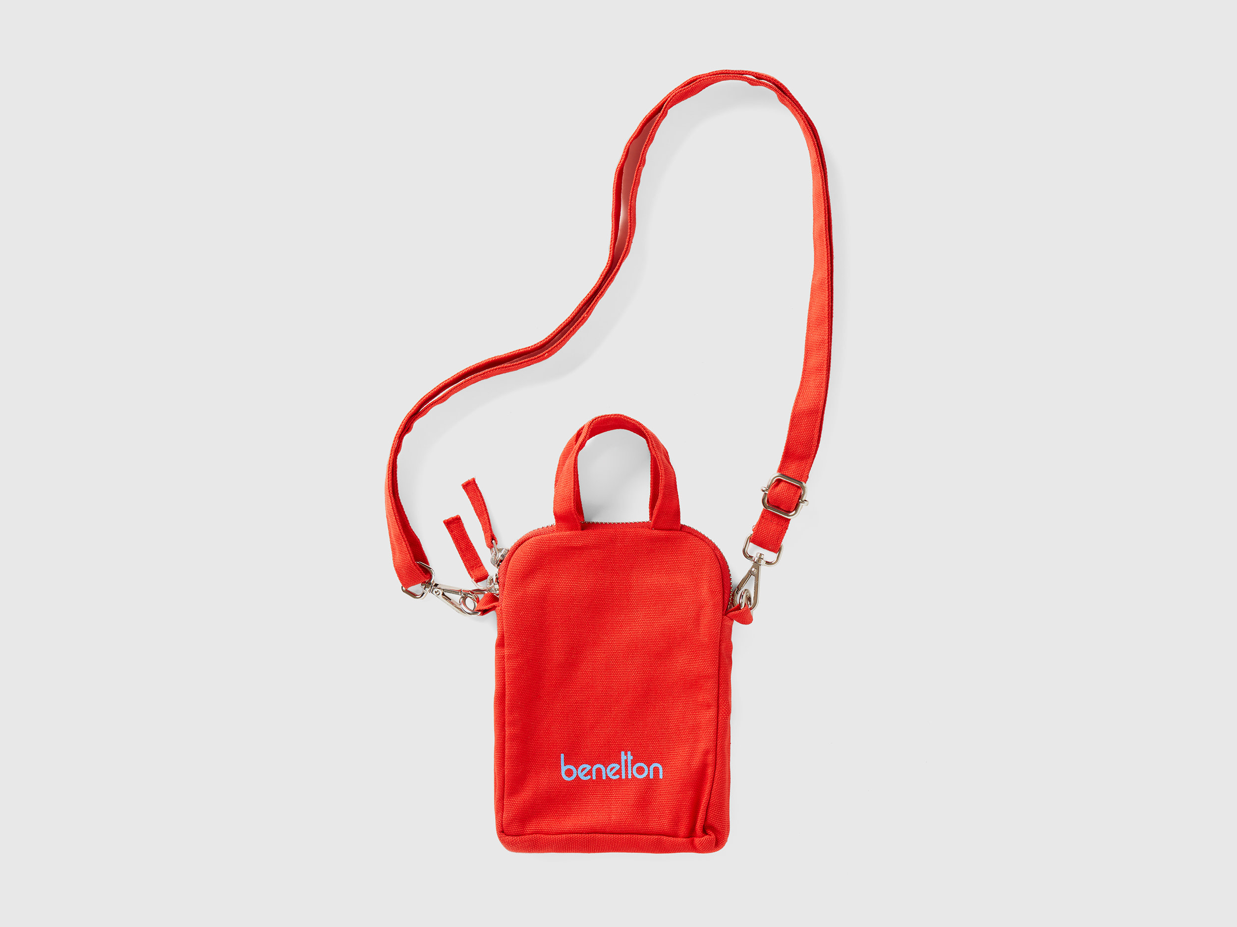Benetton, Red Cell Phone Holder In Pure Cotton, Rosso, Donna