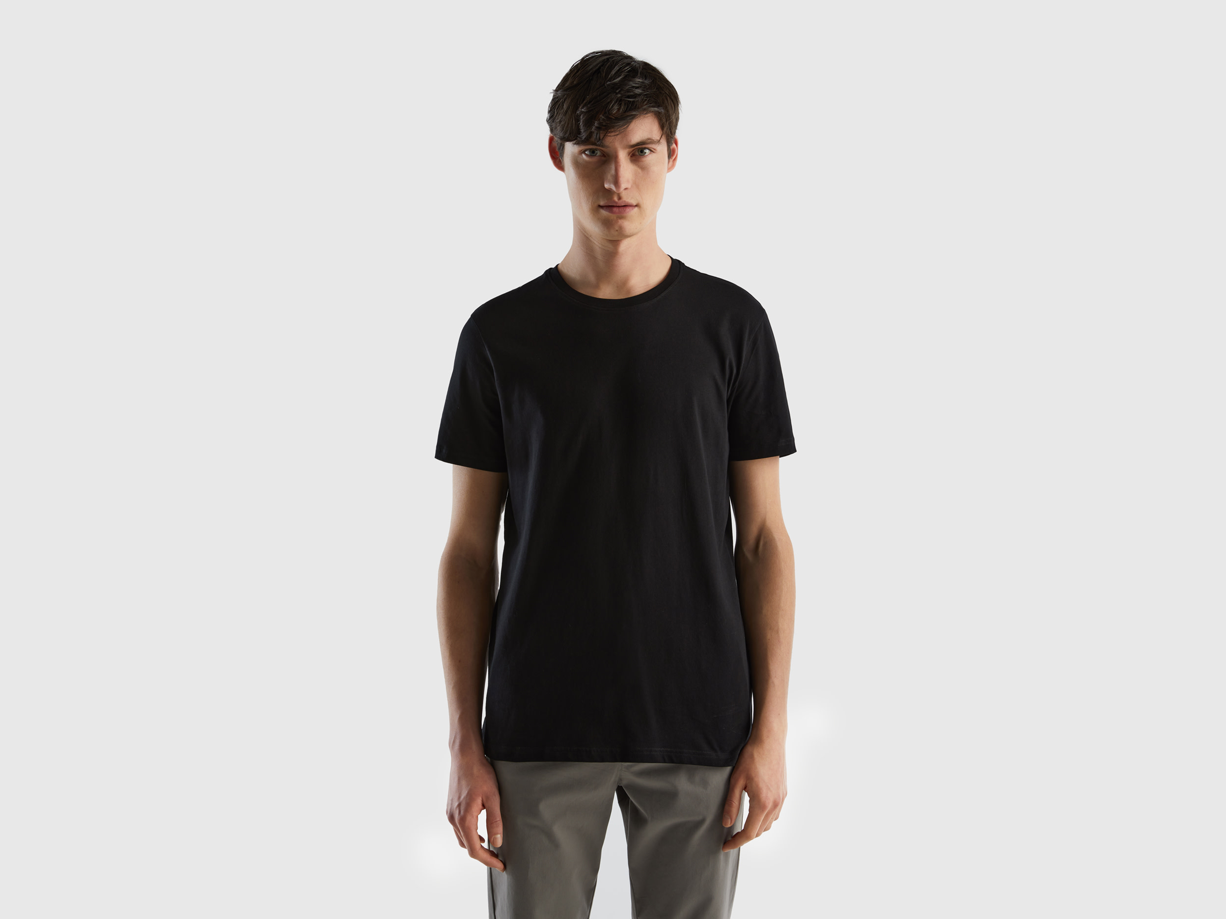 Benetton, Black T-shirt, size XXL, Black, Men