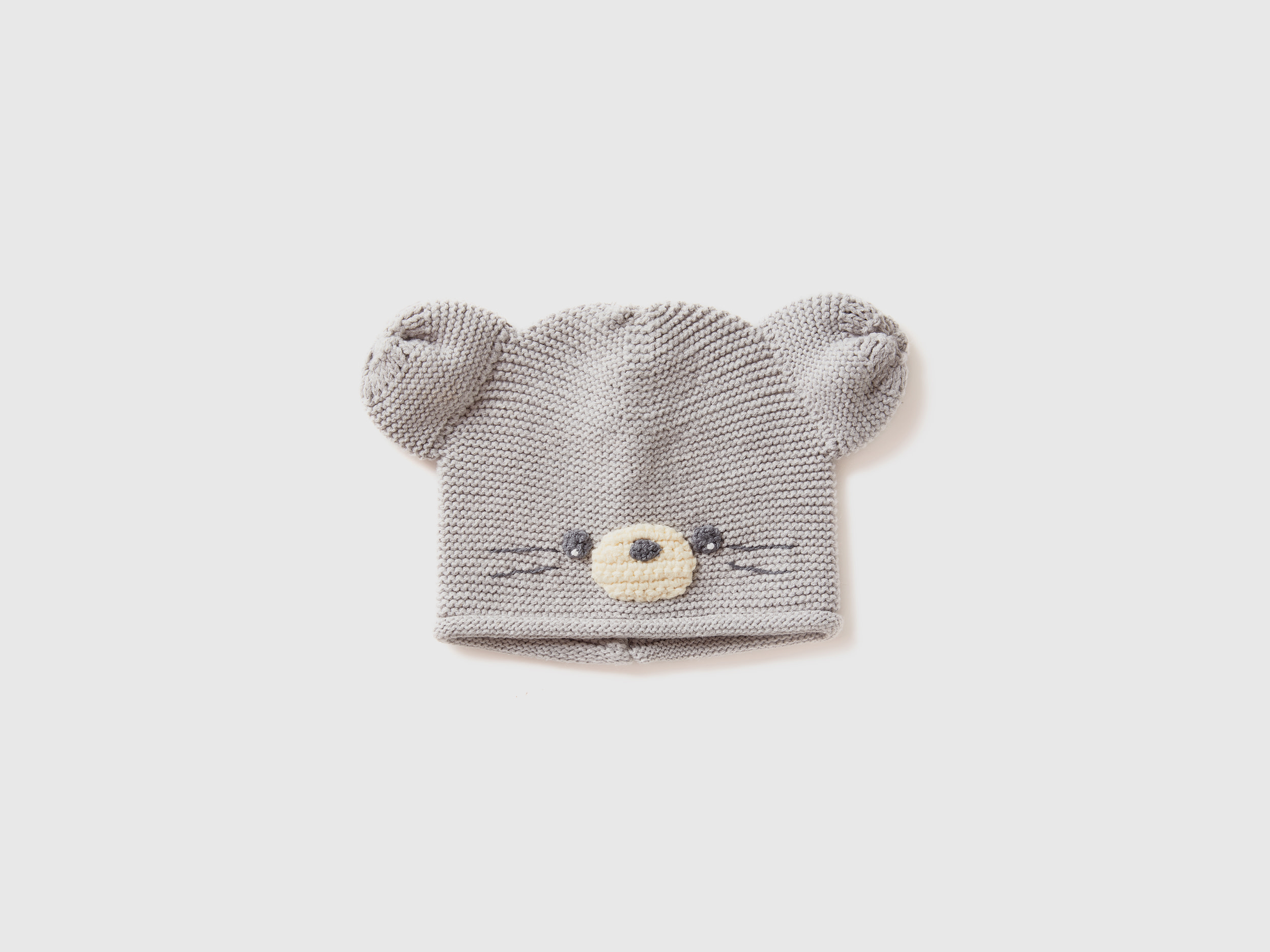 Benetton, Cappellino Crochet Con Applicazioni, Grigio Chiaro, Bambini
