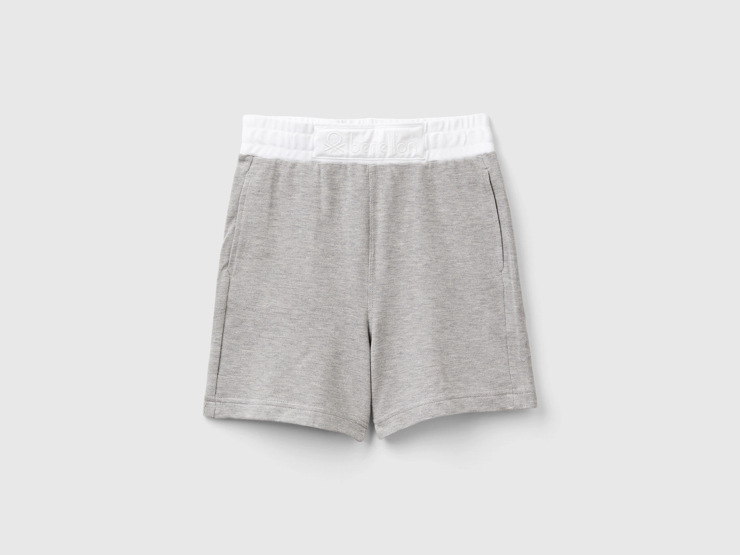 Image of Benetton, Organic Cotton Shorts, size 2XL, Light Gray, Kids