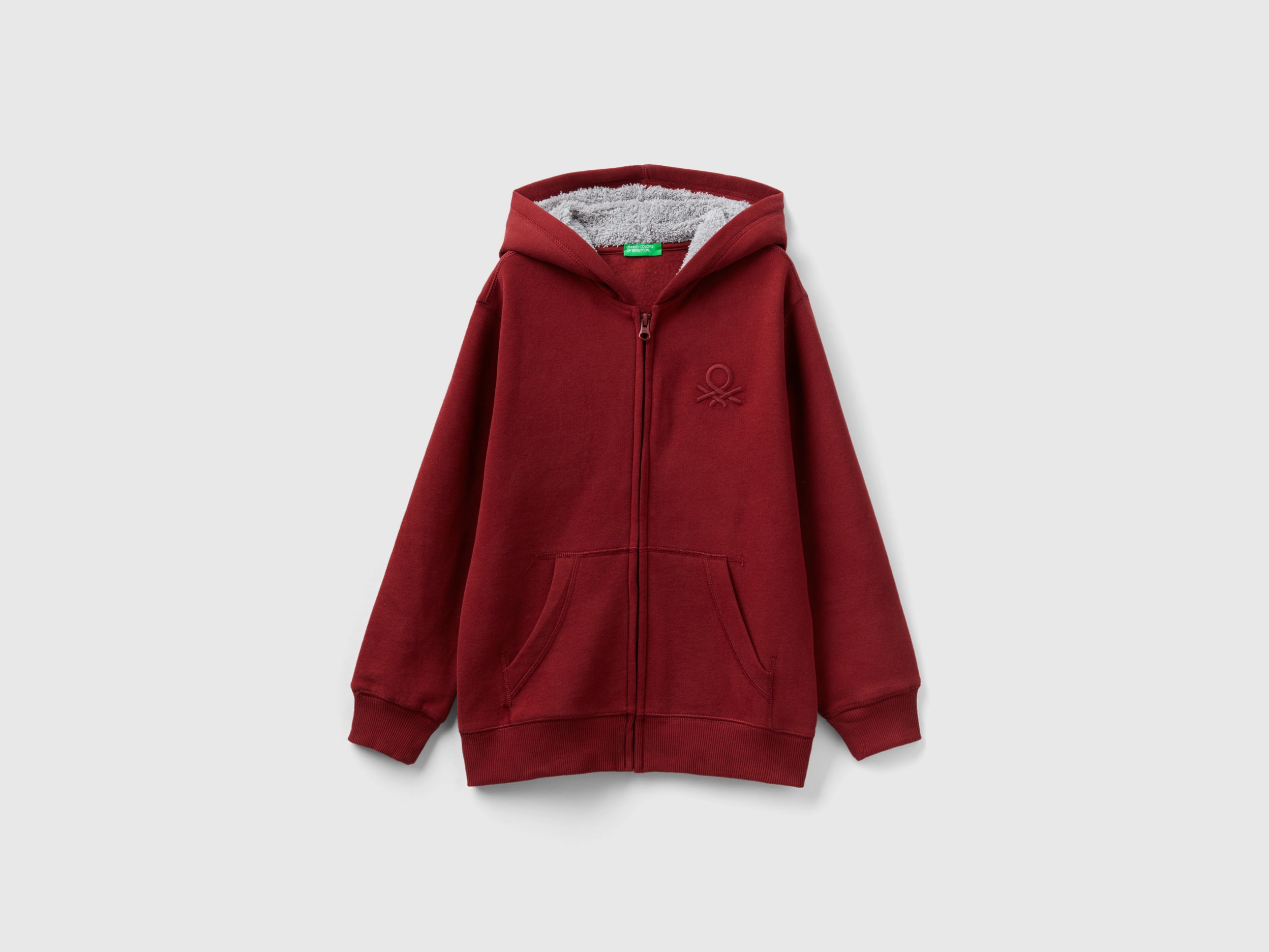 Benetton, Sweatshirt With Lined Hood, size S, Red, Kids