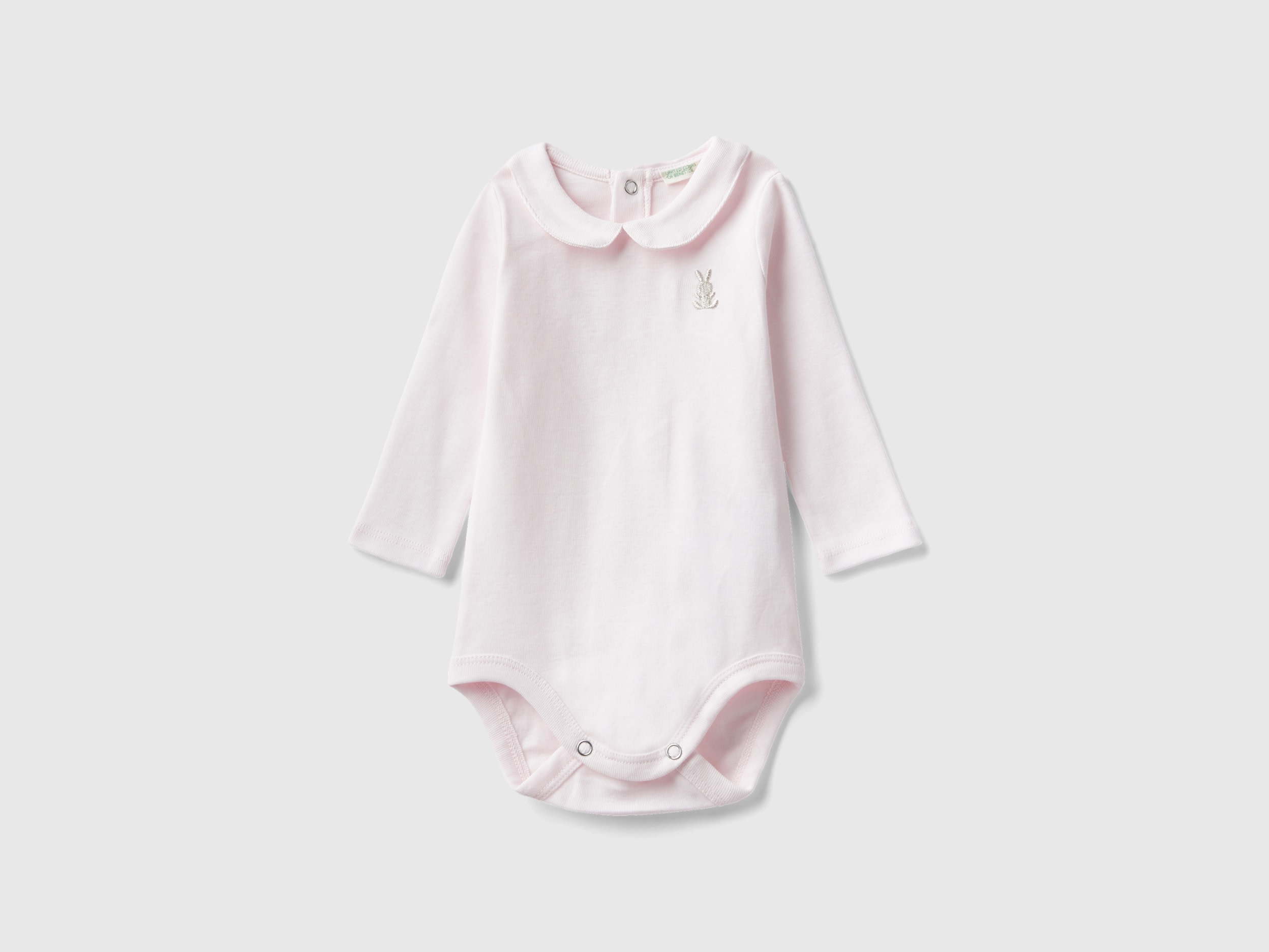 Benetton, Bodysuit With Collar In Organic Cotton, size 0-1, Soft Pink, Kids
