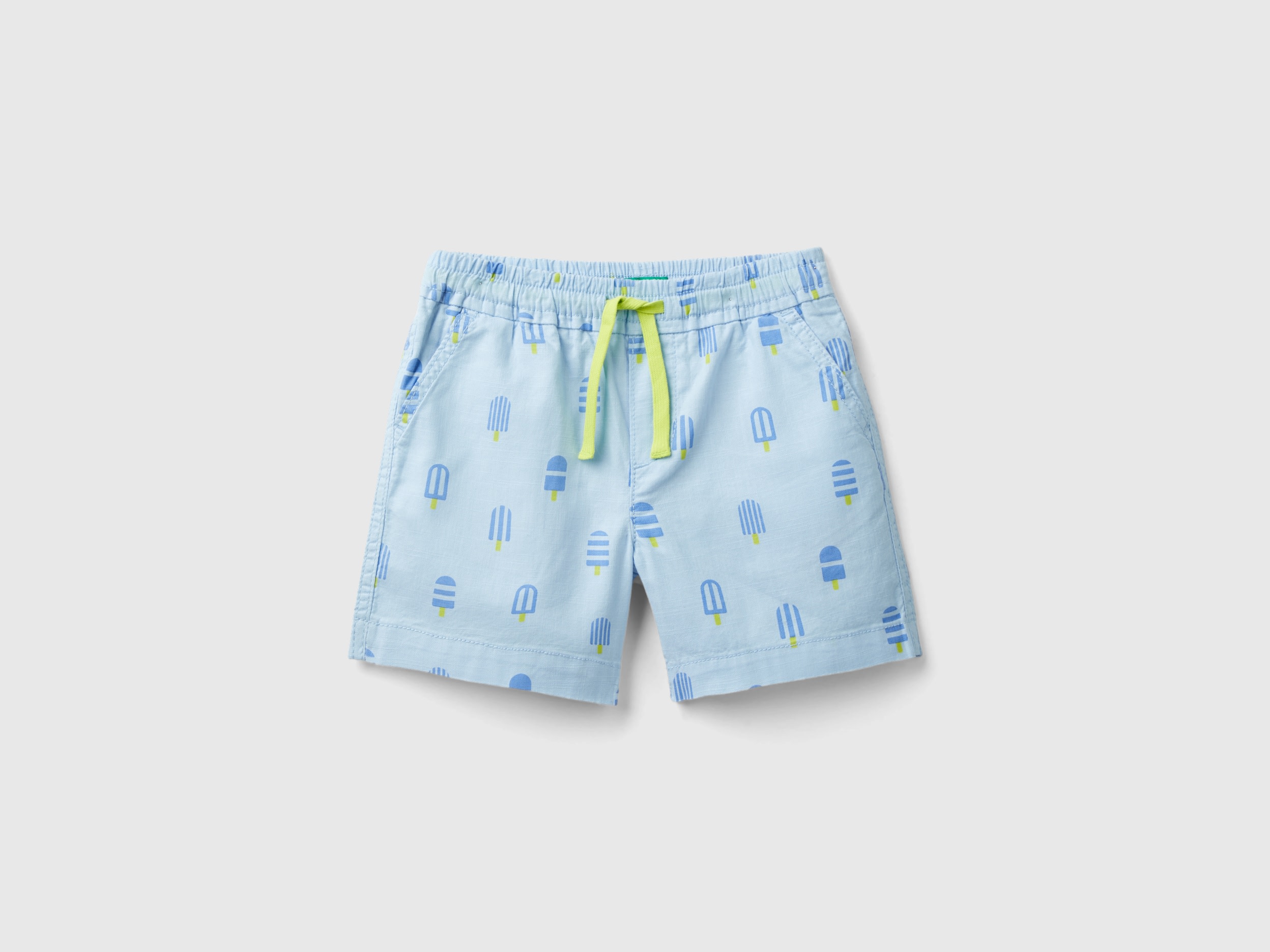 Benetton, Shorts Con Stampa Gelati, Celeste, Bambini