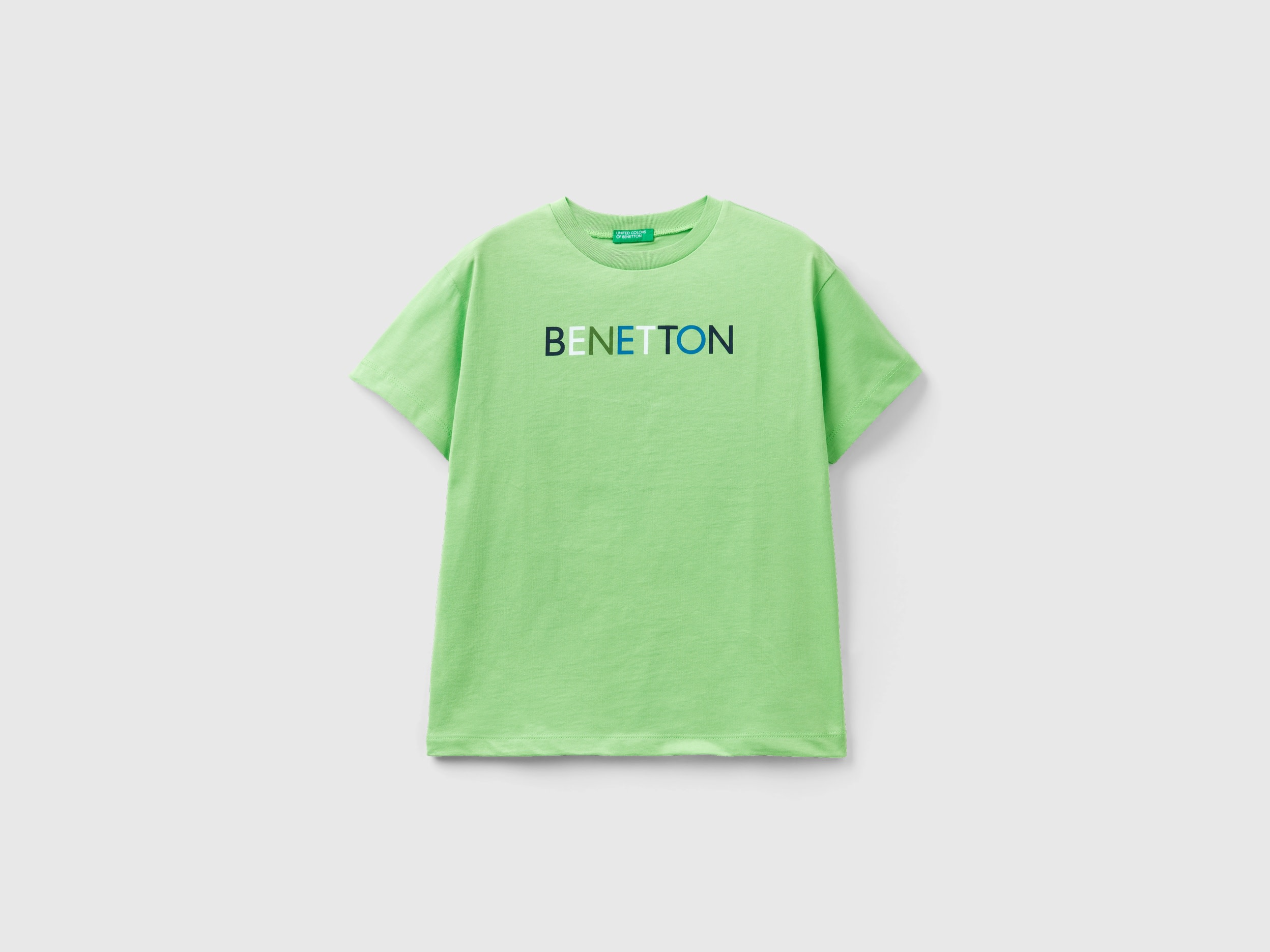 Benetton, 100% Organic Cotton T-shirt, size XL, Light Green, Kids