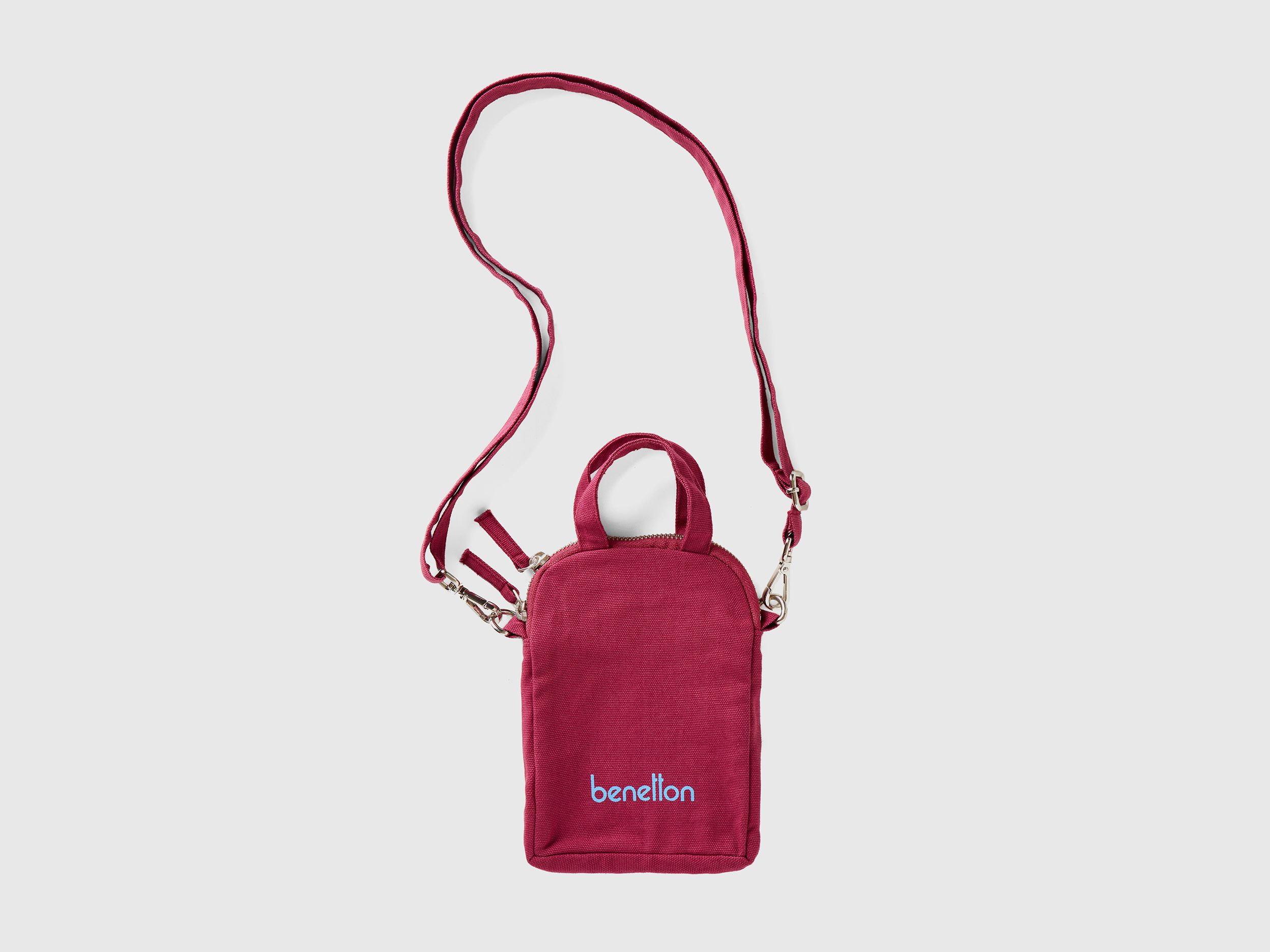 Benetton, Burgundy Cell Phone Holder In Pure Cotton, Bordeaux, Donna