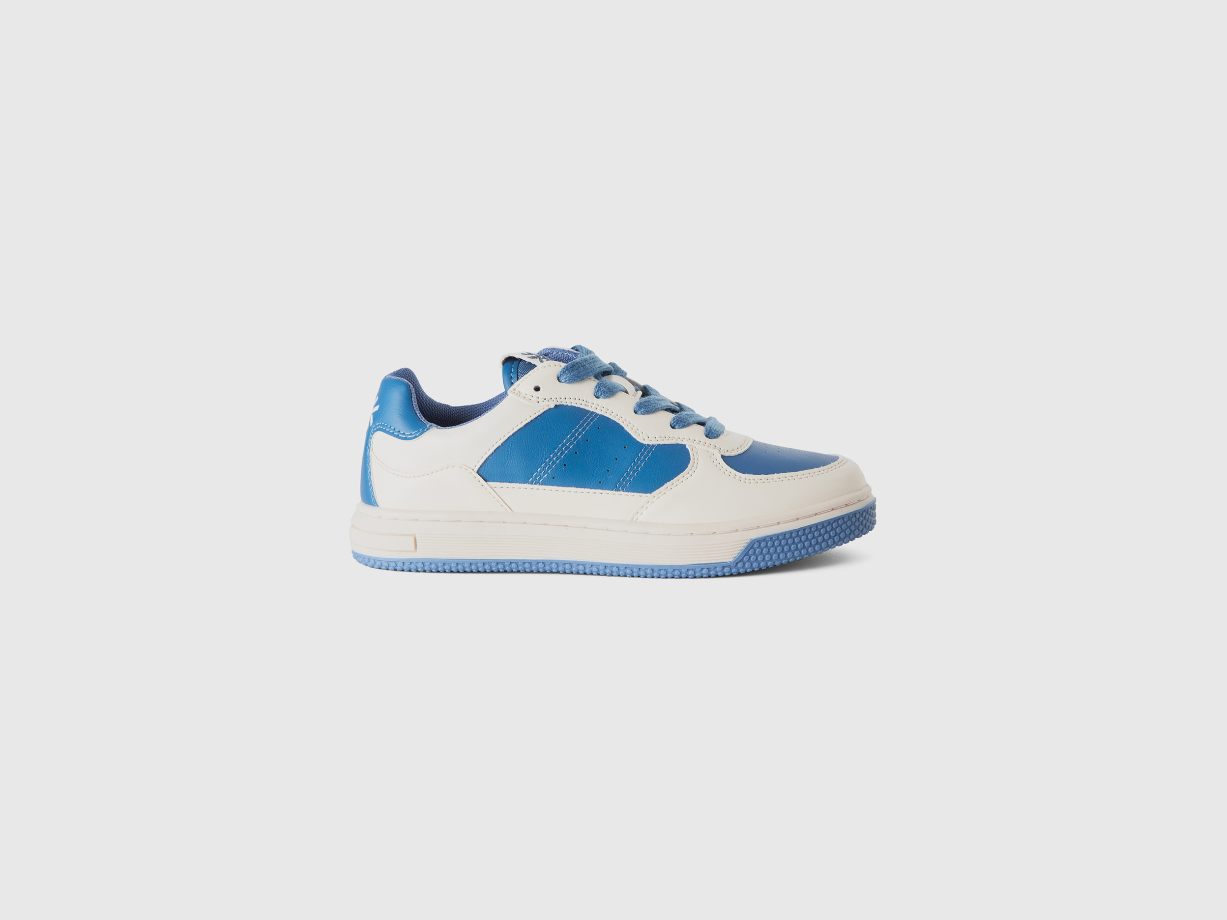 Benetton, Sneakers Basse In Tessuto Spalmato, Blu, Bambini