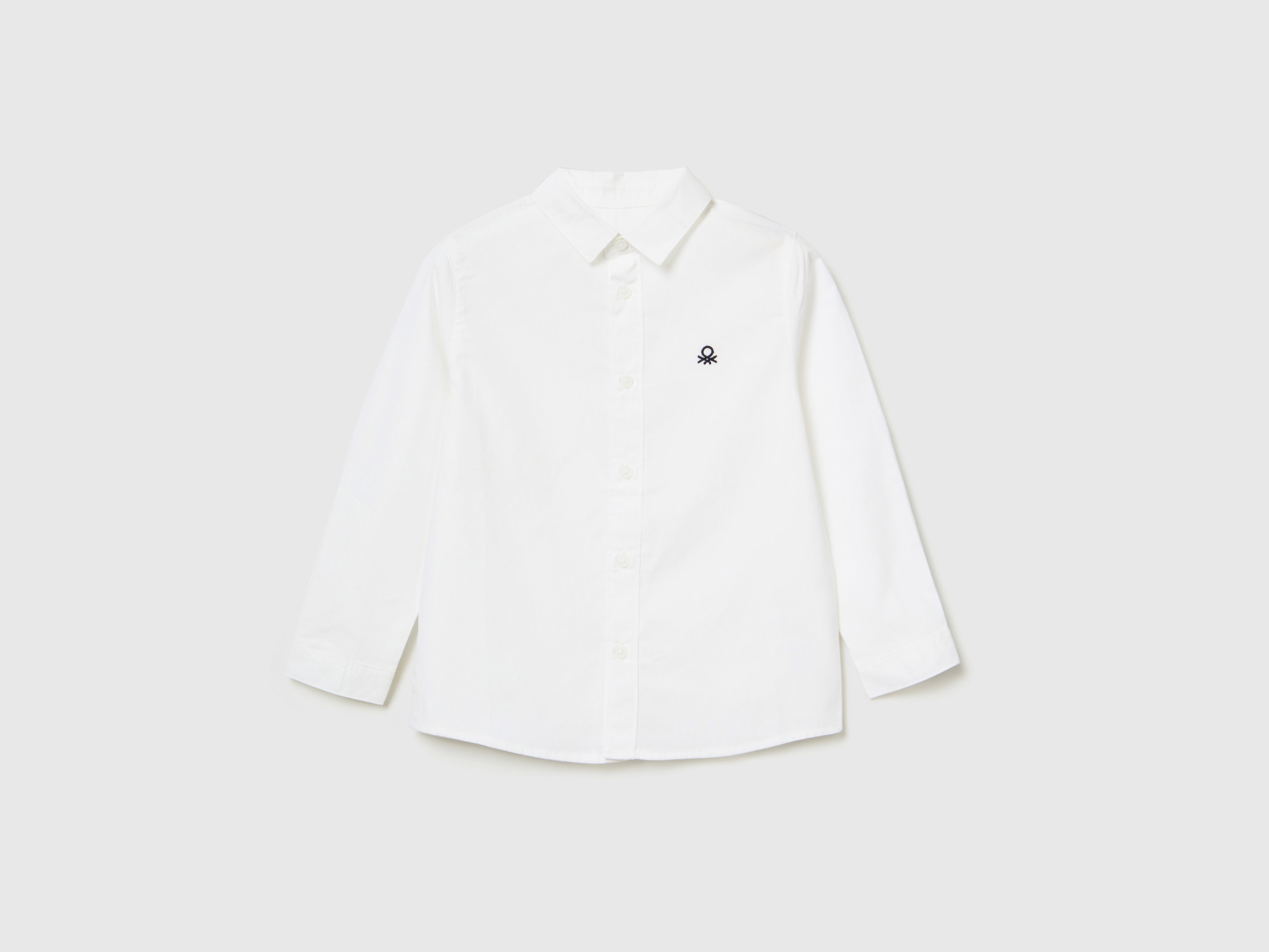 Benetton, Shirt In Pure Cotton, size 5-6, White, Kids