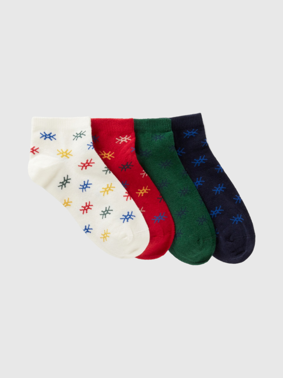 Benetton, Short Socks Set In Organic Cotton Blend, Multi-color, Kids