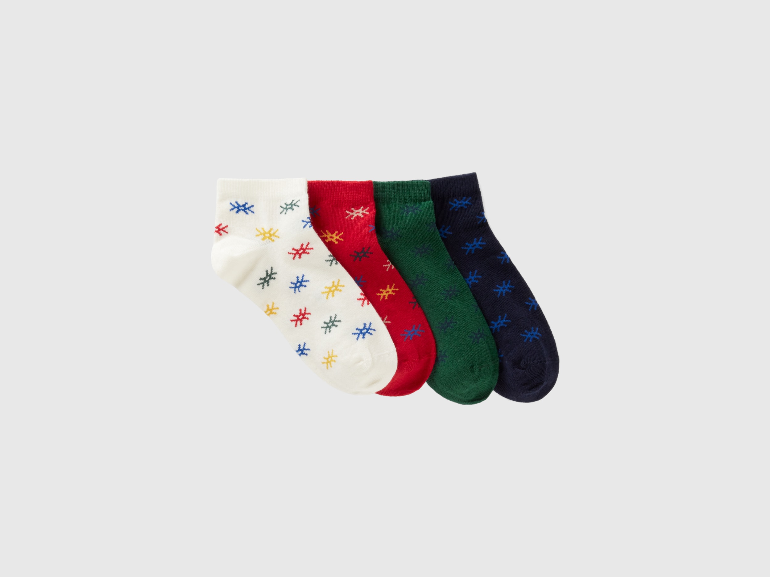 Benetton, Short Socks Set In Organic Cotton Blend, size 5-8, Multi-color, Kids