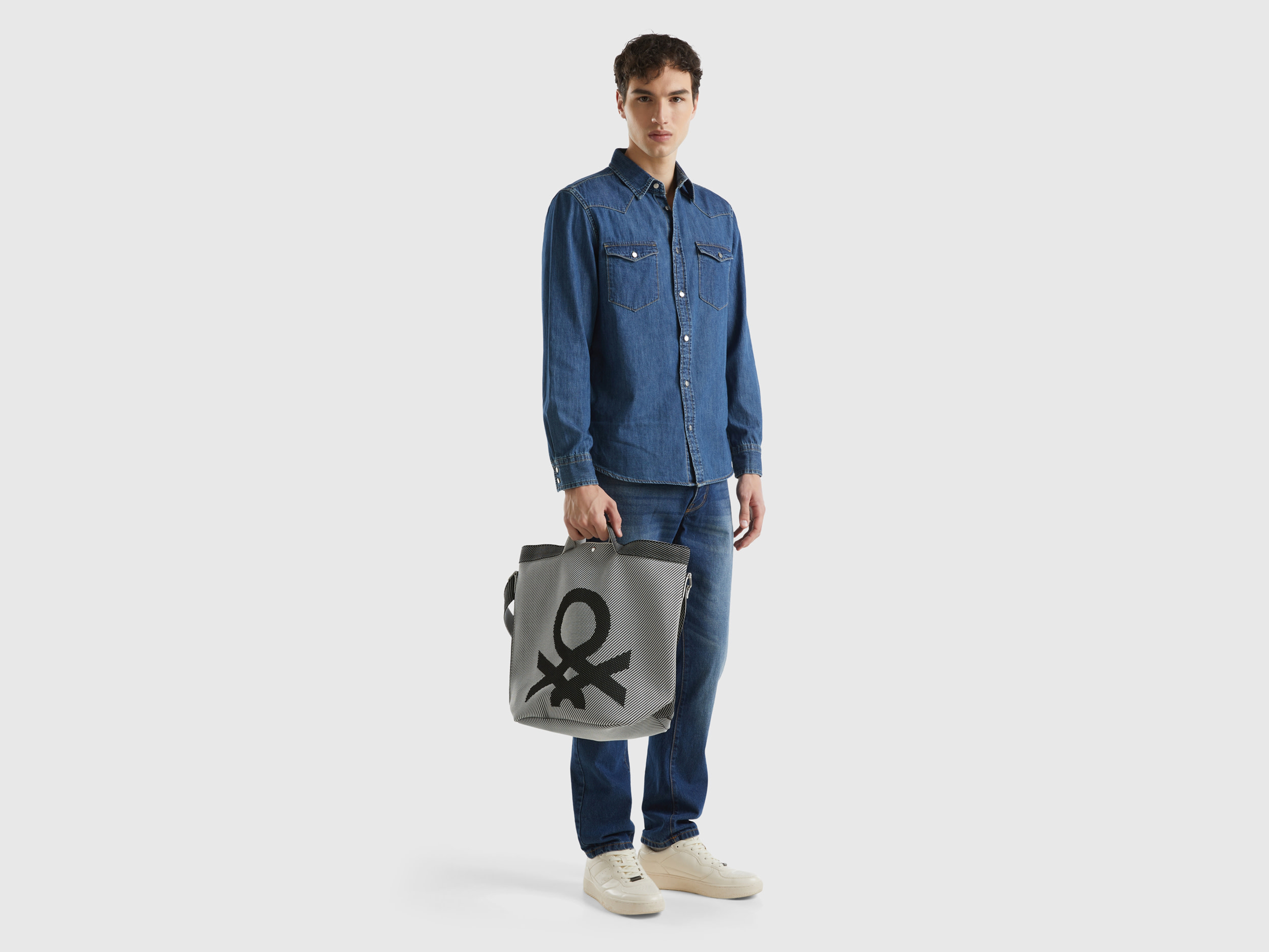 Benetton, Borsa Secchiello Grande, Nero, Uomo