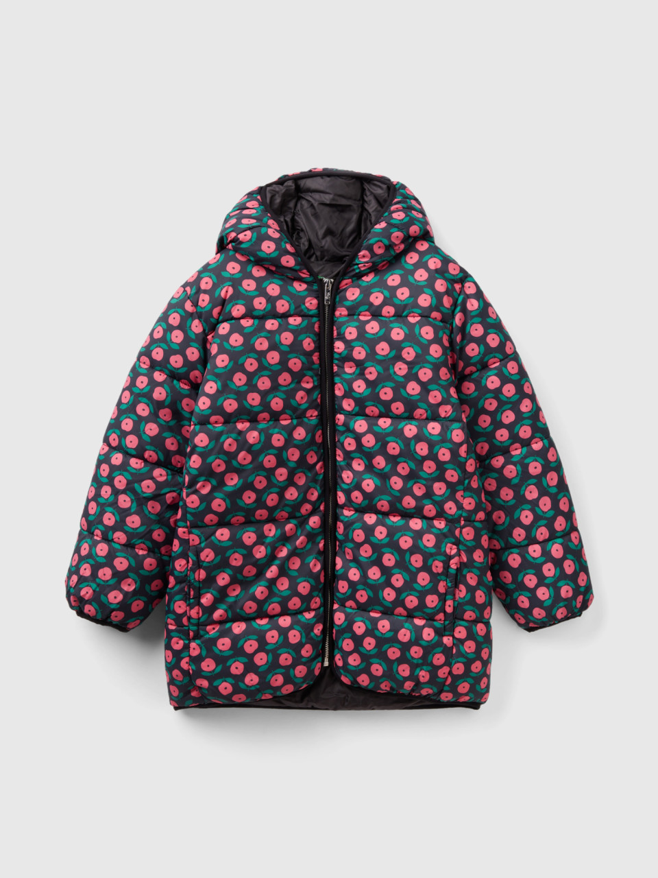 Benetton, Oversized Fit Jacket With Floral Print, Multi-color, Kids
