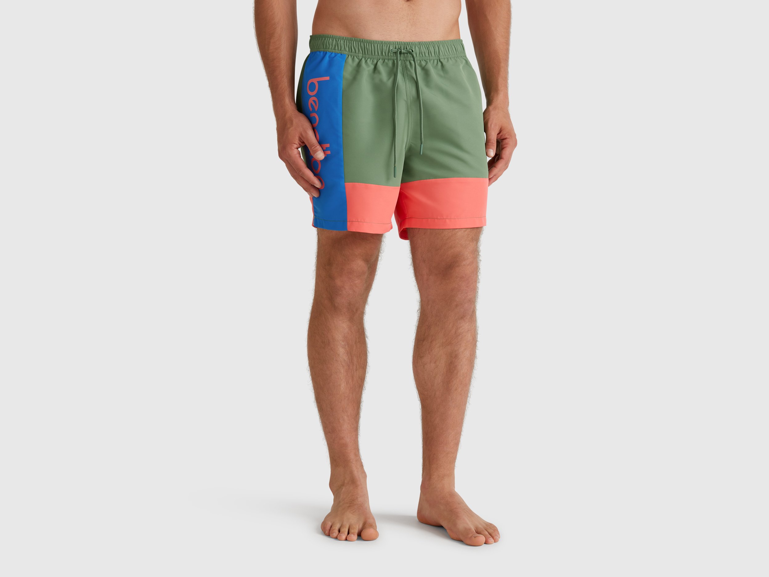 Benetton, Short De Bain Color Block, taille L, Kaki - United Colors of Benetton - Modalova