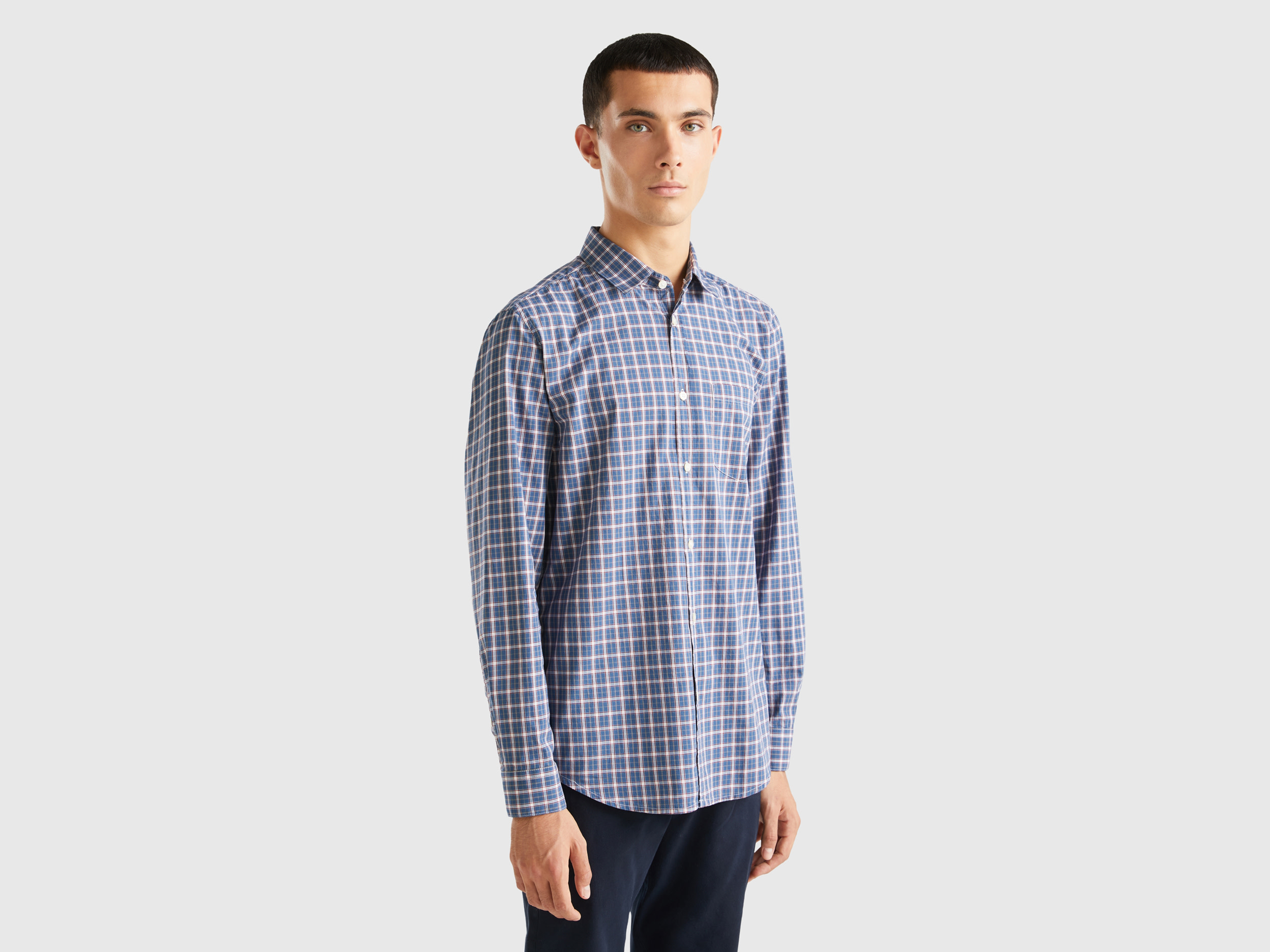 Benetton, Slim Fit Check Shirt, size XL, Multi-color, Men
