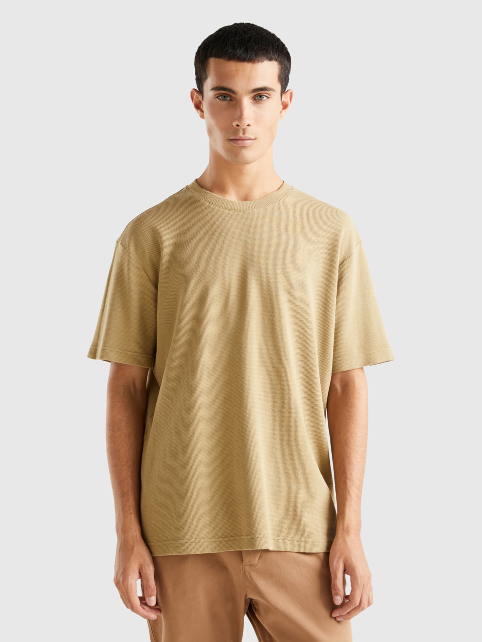 Benetton, T-shirt Coupe Relaxed, Beige, Homme
