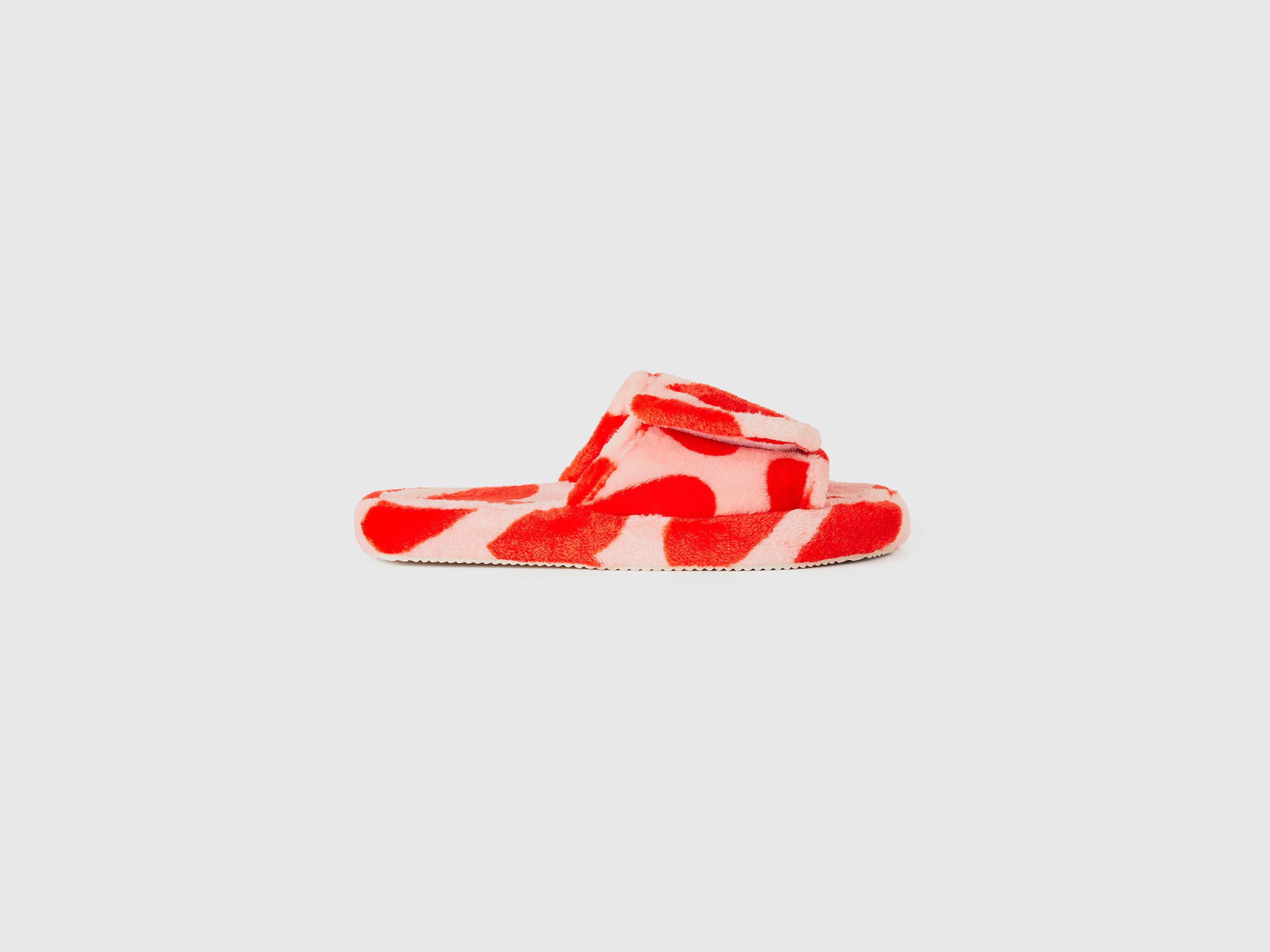 Benetton, Pantofole Tartan In Pelliccetta Sintetica, Rosa, Donna