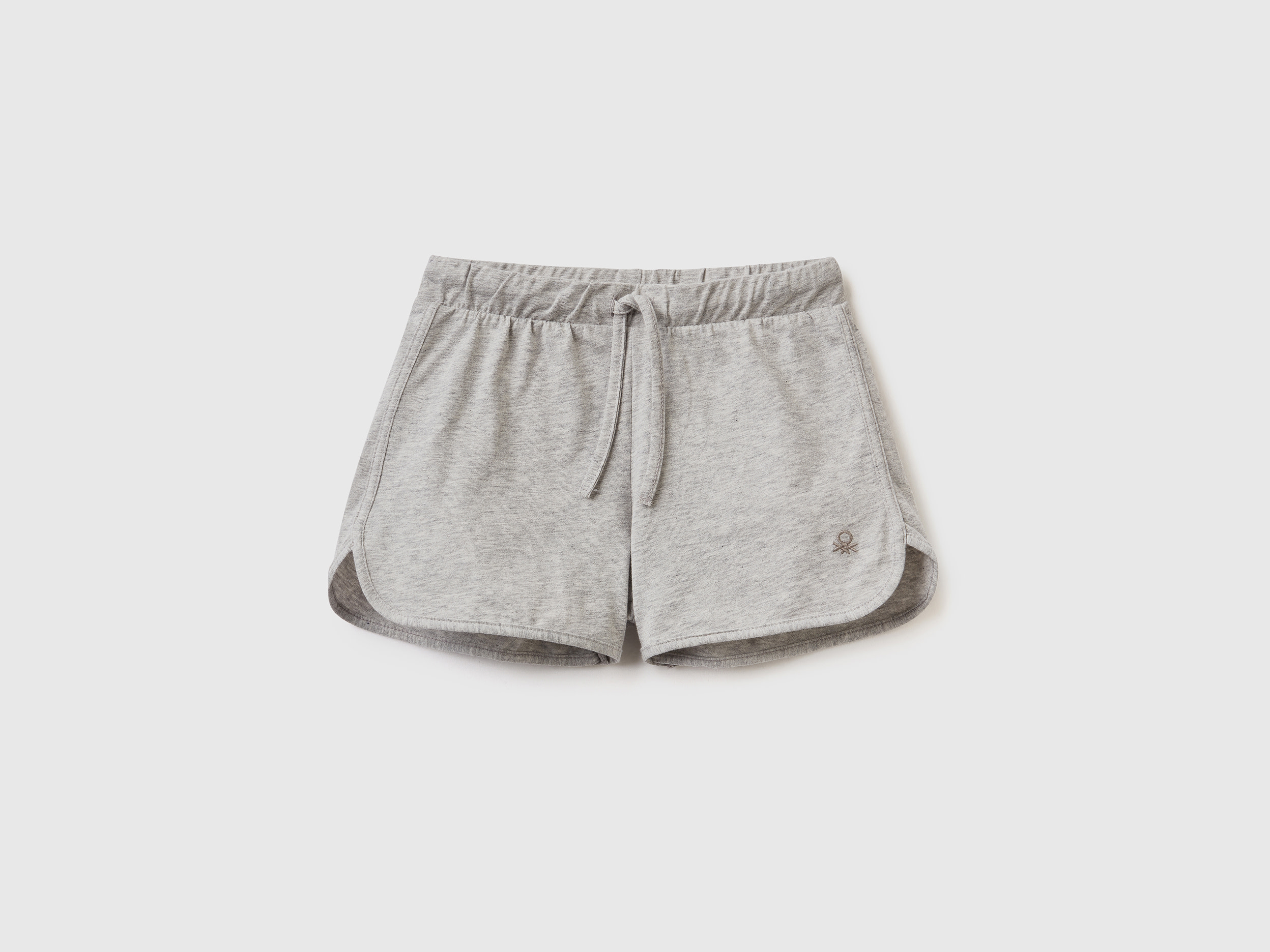 Image of Benetton, Runner Style Shorts In Organic Cotton, size 2XL, Light Gray, Kids
