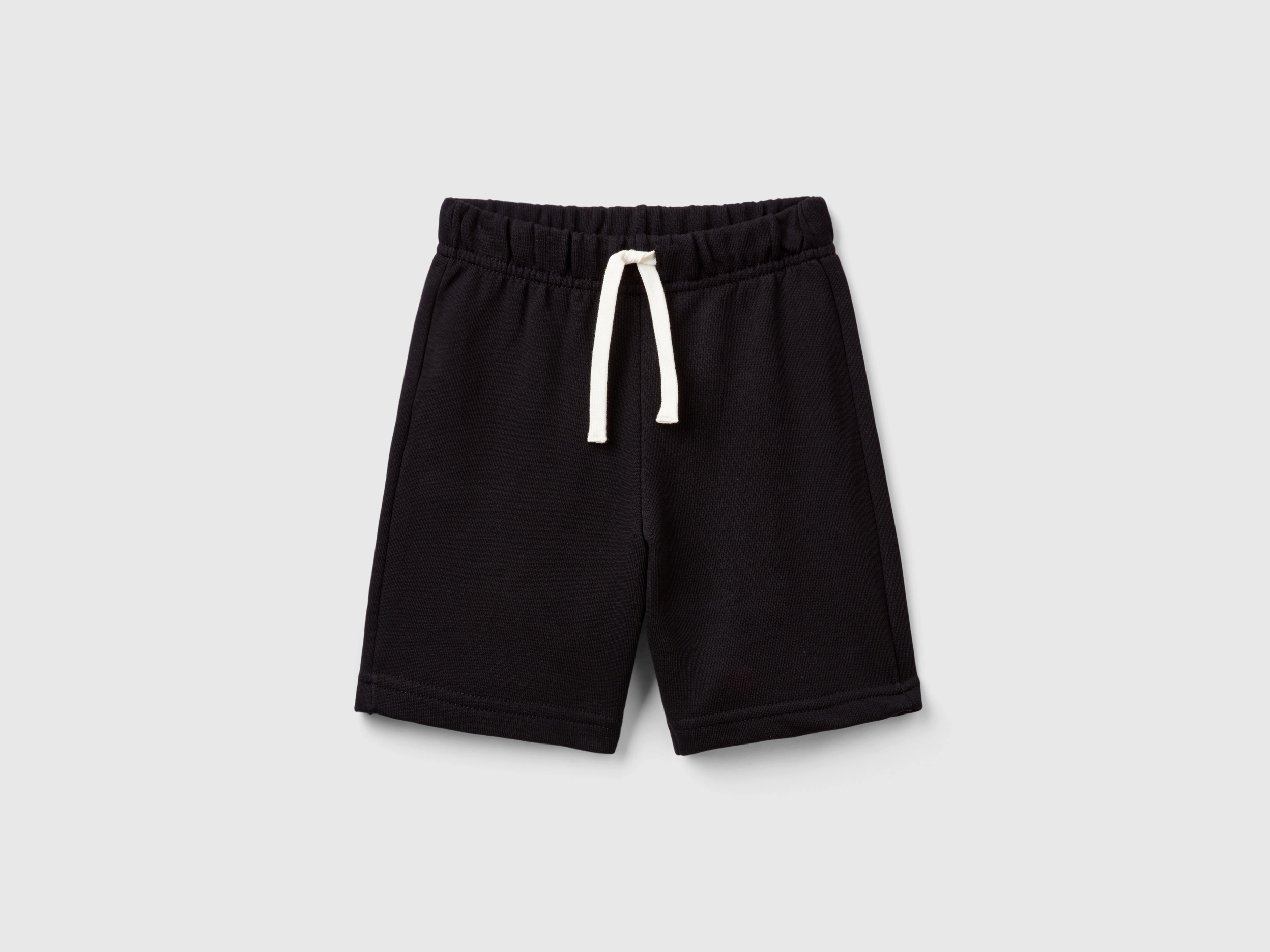 Benetton, Bermudas Aus Sweatstoff In 100% Bio-baumwolle, size 110, Schwarz, male