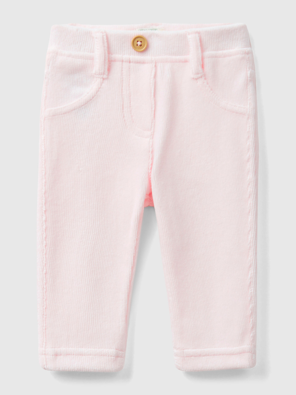 Benetton, Chenille Stretch Trousers, Soft Pink, Kids