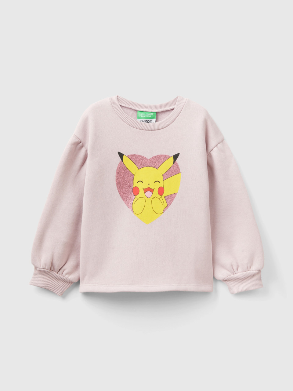 Benetton, Warm Pokémon Sweatshirt With Wide Sleeves, Pink, Kids