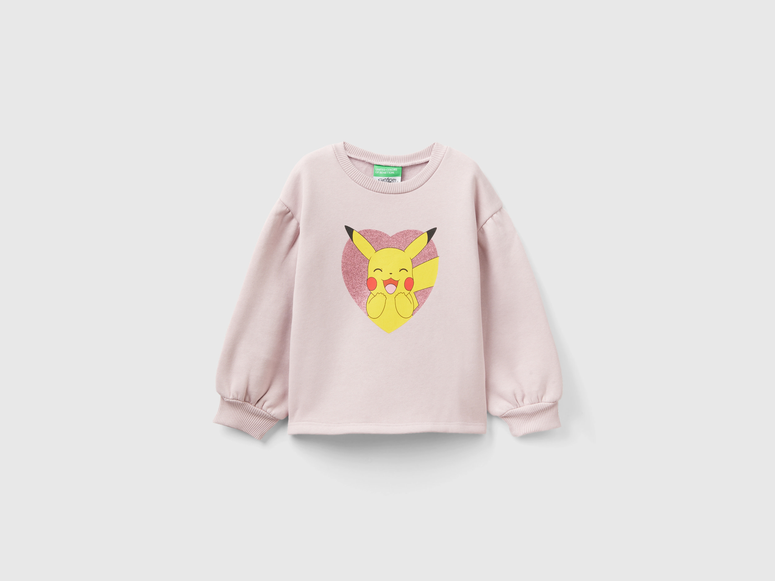 Benetton, Warm Pokemon Sweatshirt With Wide Sleeves, size 2-3, Pink, Kids