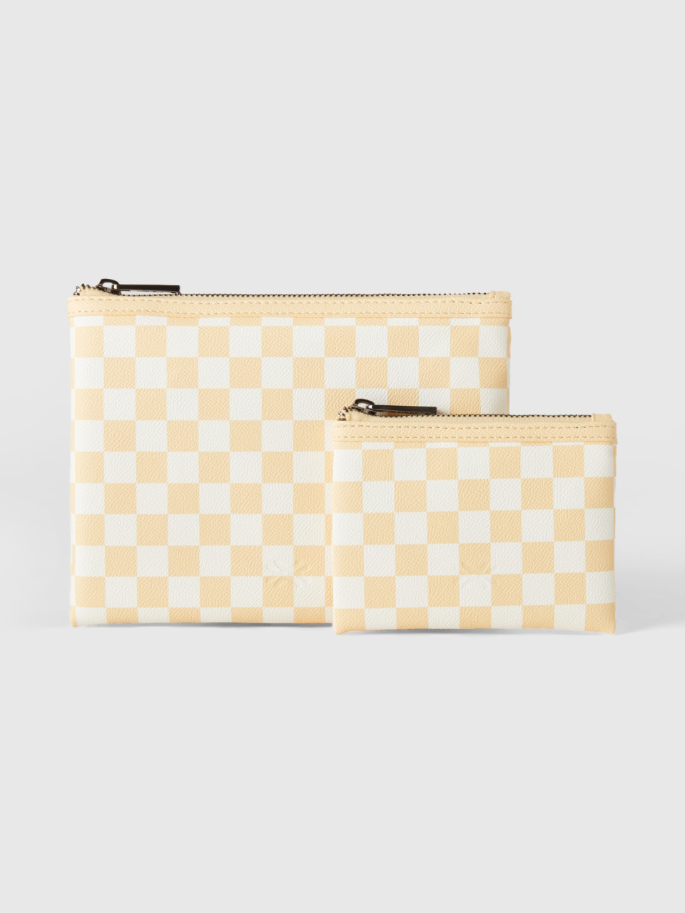 Benetton, Two Bags With White And Yellow Checkers, Multi-color, Women