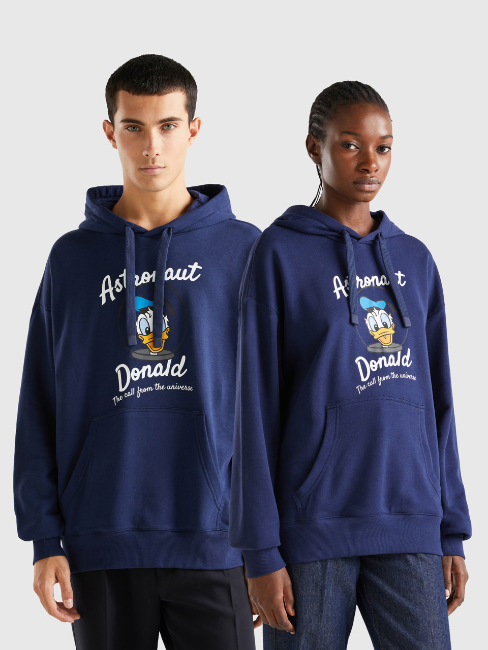 Benetton, Donald Duck-sweatshirt In Dunkelblau Mit Kapuze, Dunkelblau, female