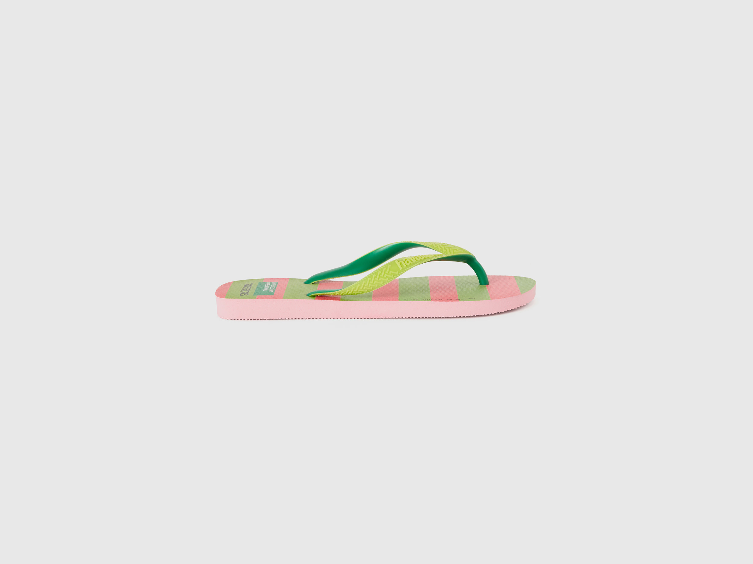 Benetton, Infradito Havaianas A Righe Rosa E Verde Chiaro, Multicolore, Donna