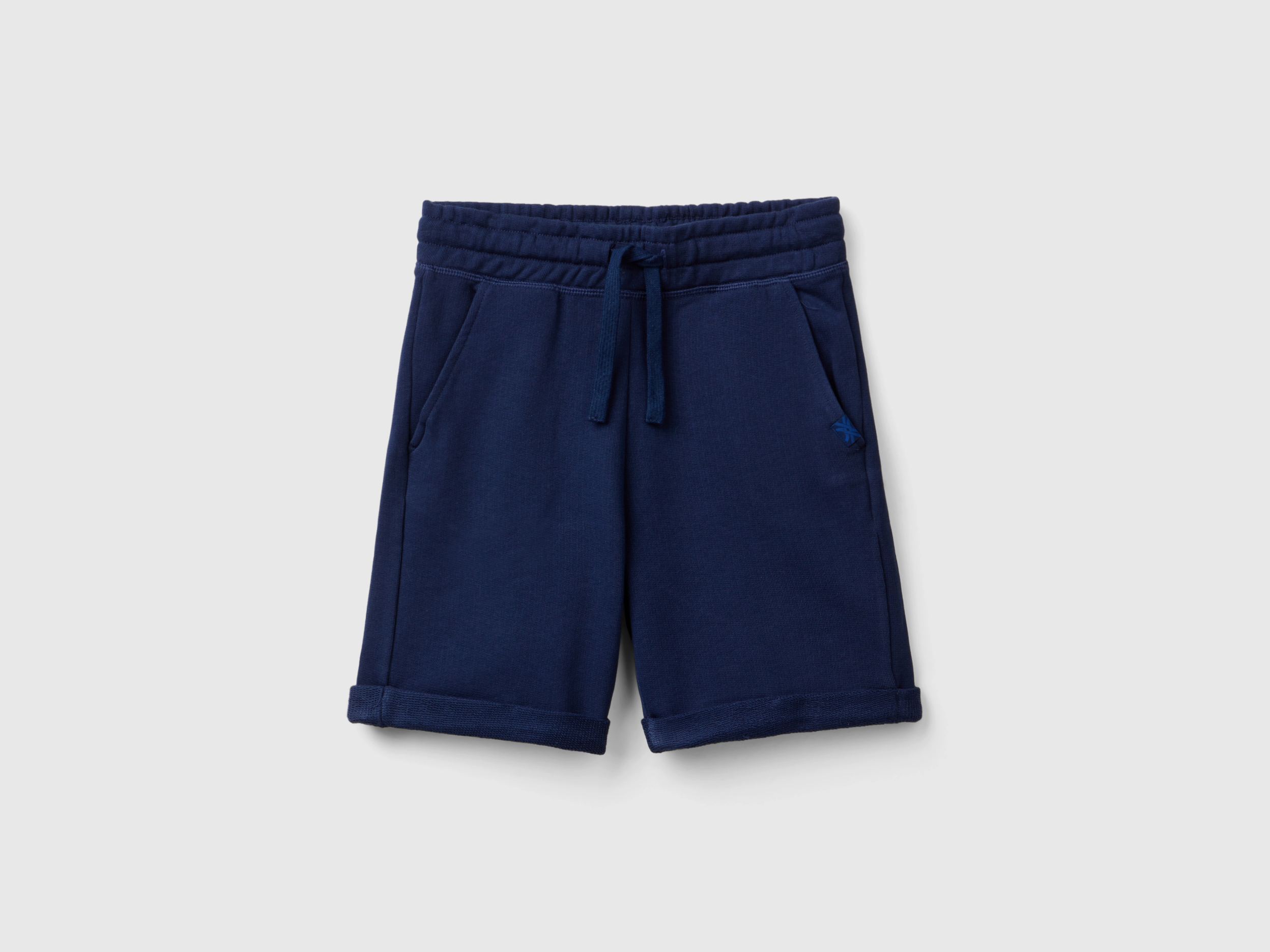Benetton, Bermudashorts Aus Reinem Baumwollfleece, size L, Dunkelblau, male