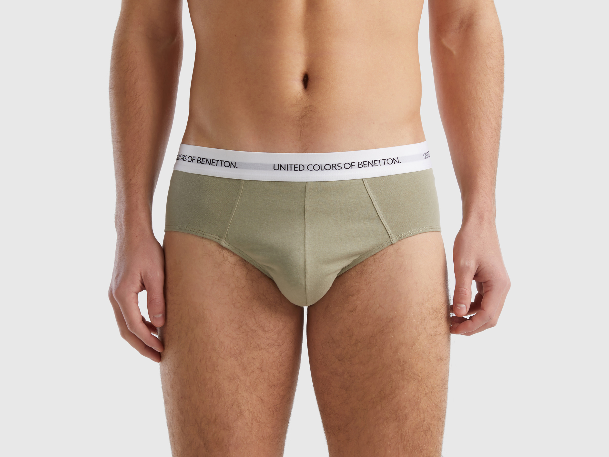 Benetton, Underwear In Stretch Organic Cotton, size L, Beige, Men
