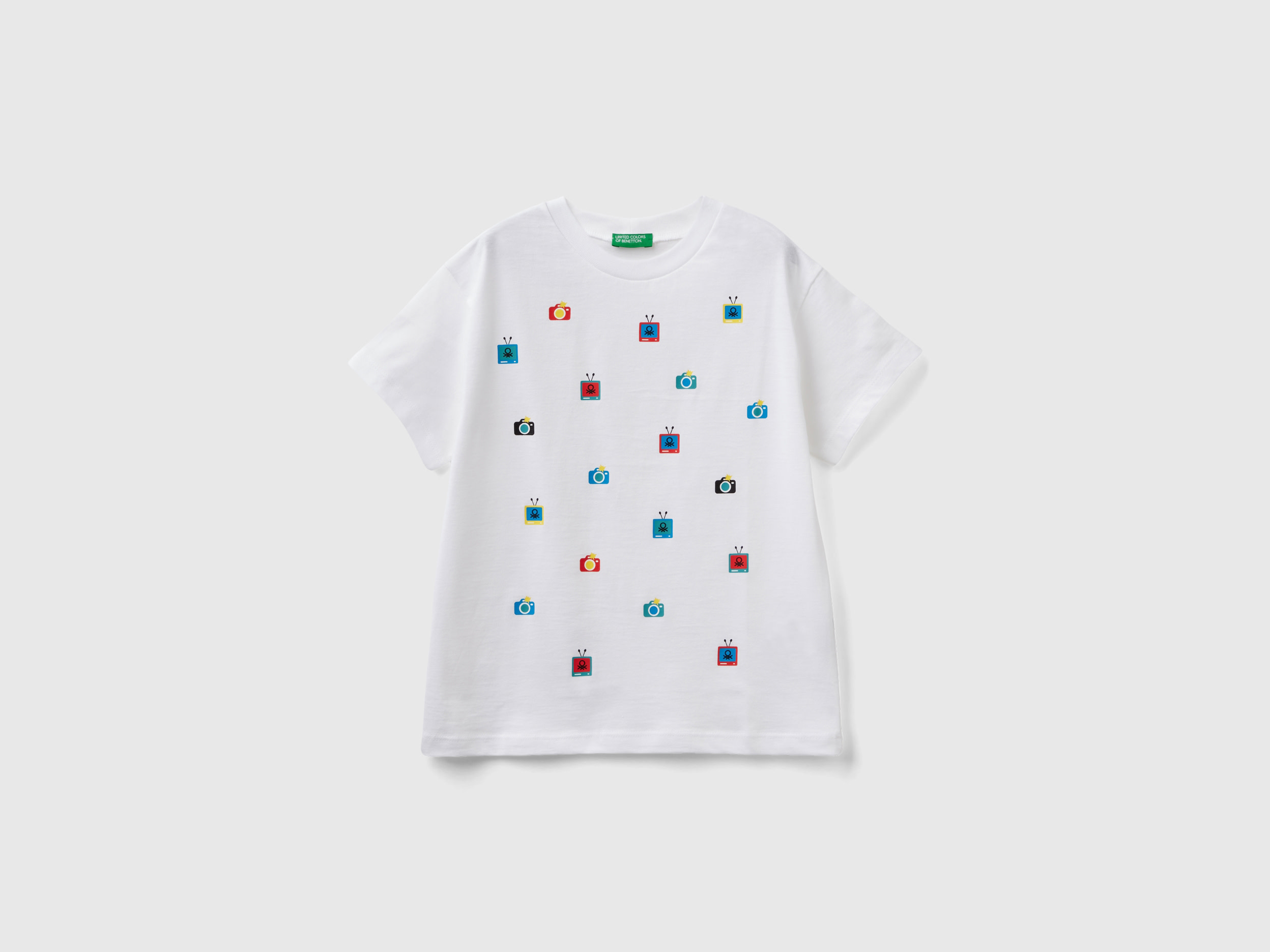 Benetton, Short Sleeve T-shirt In Organic Cotton, size M, White, Kids
