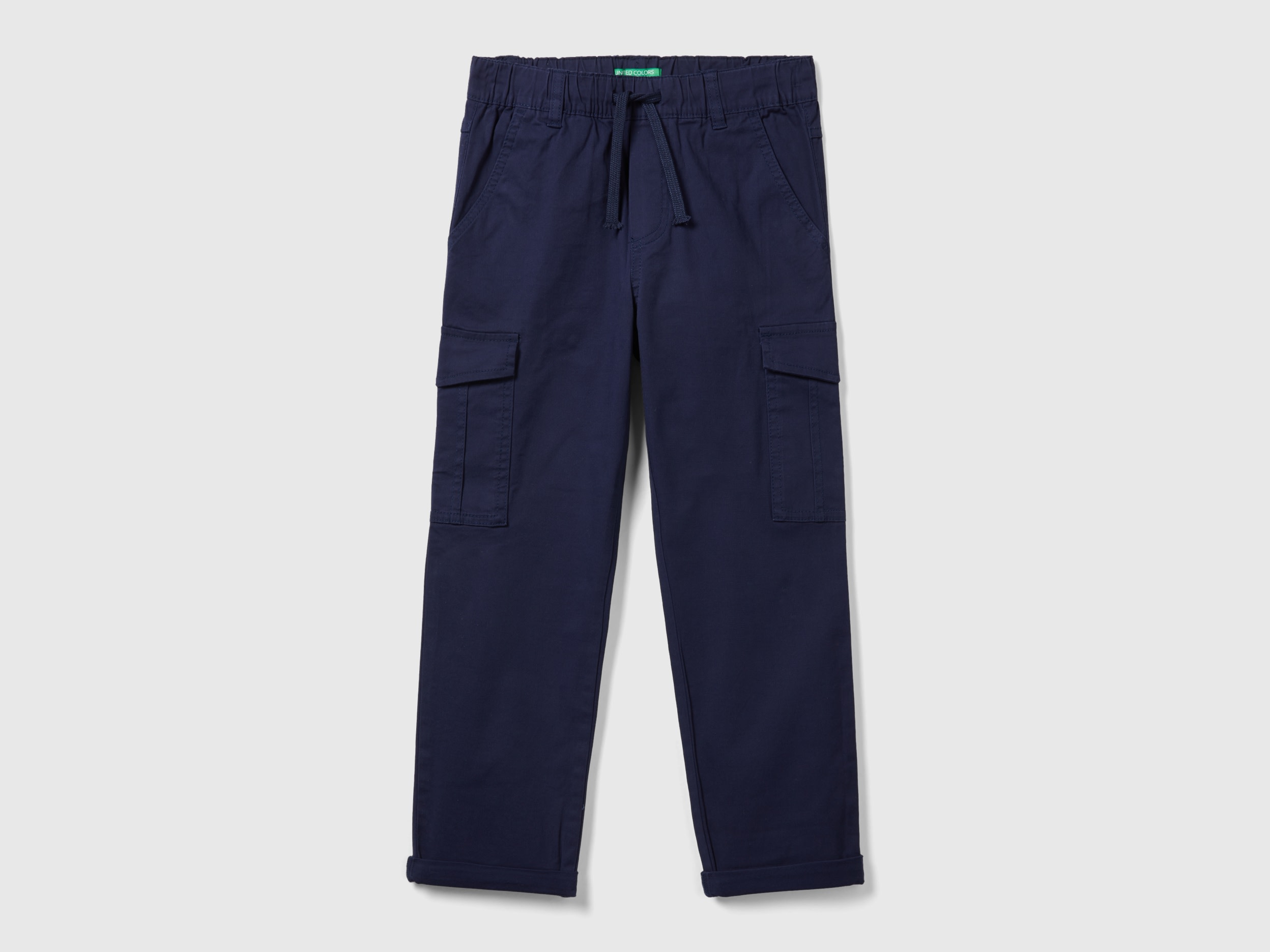Benetton, Straight Leg Cargo Trousers, size 3XL, Dark Blue, Kids