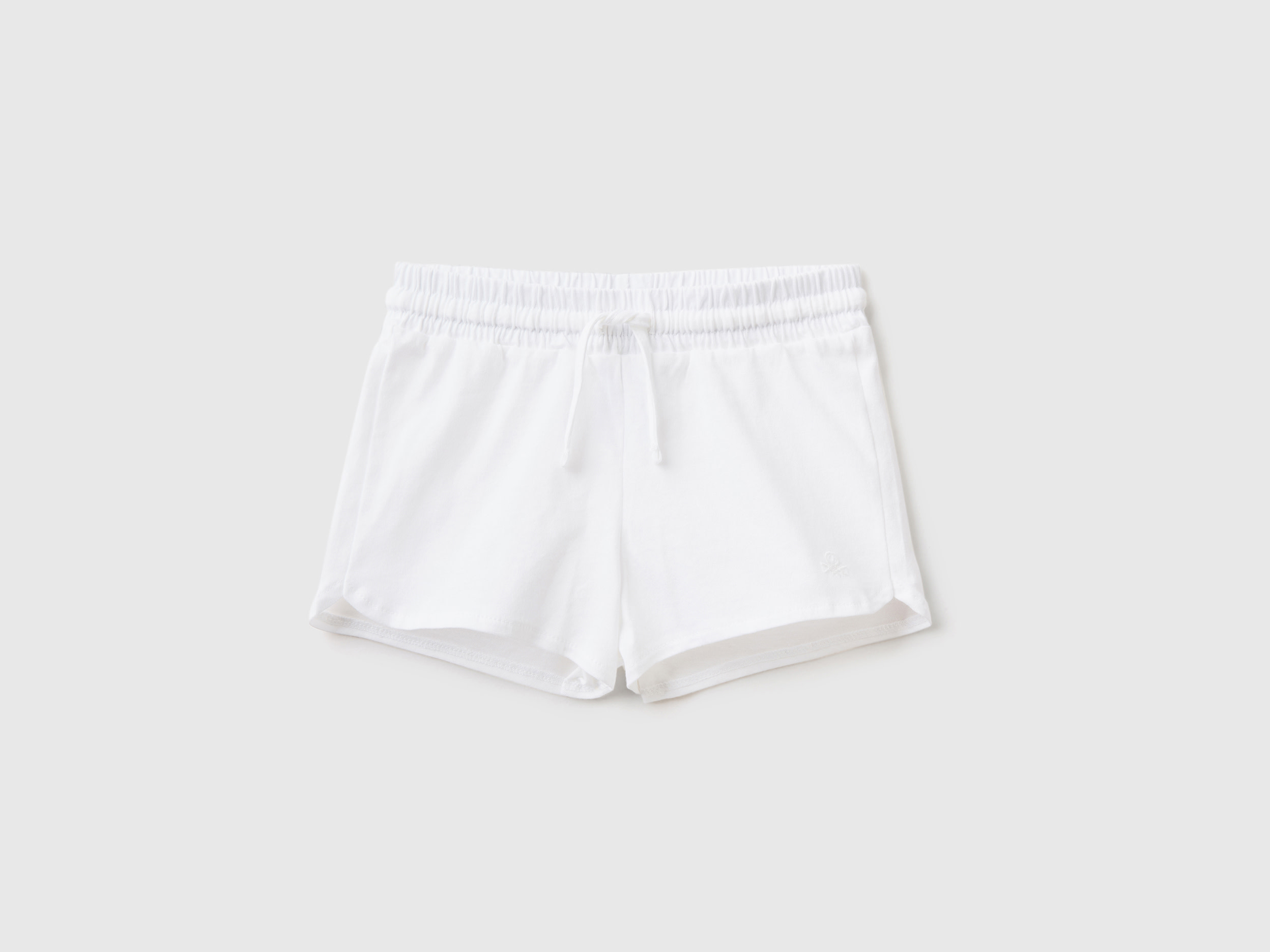 Benetton, Shorts With Drawstring In Organic Cotton, size 4-5, White, Kids