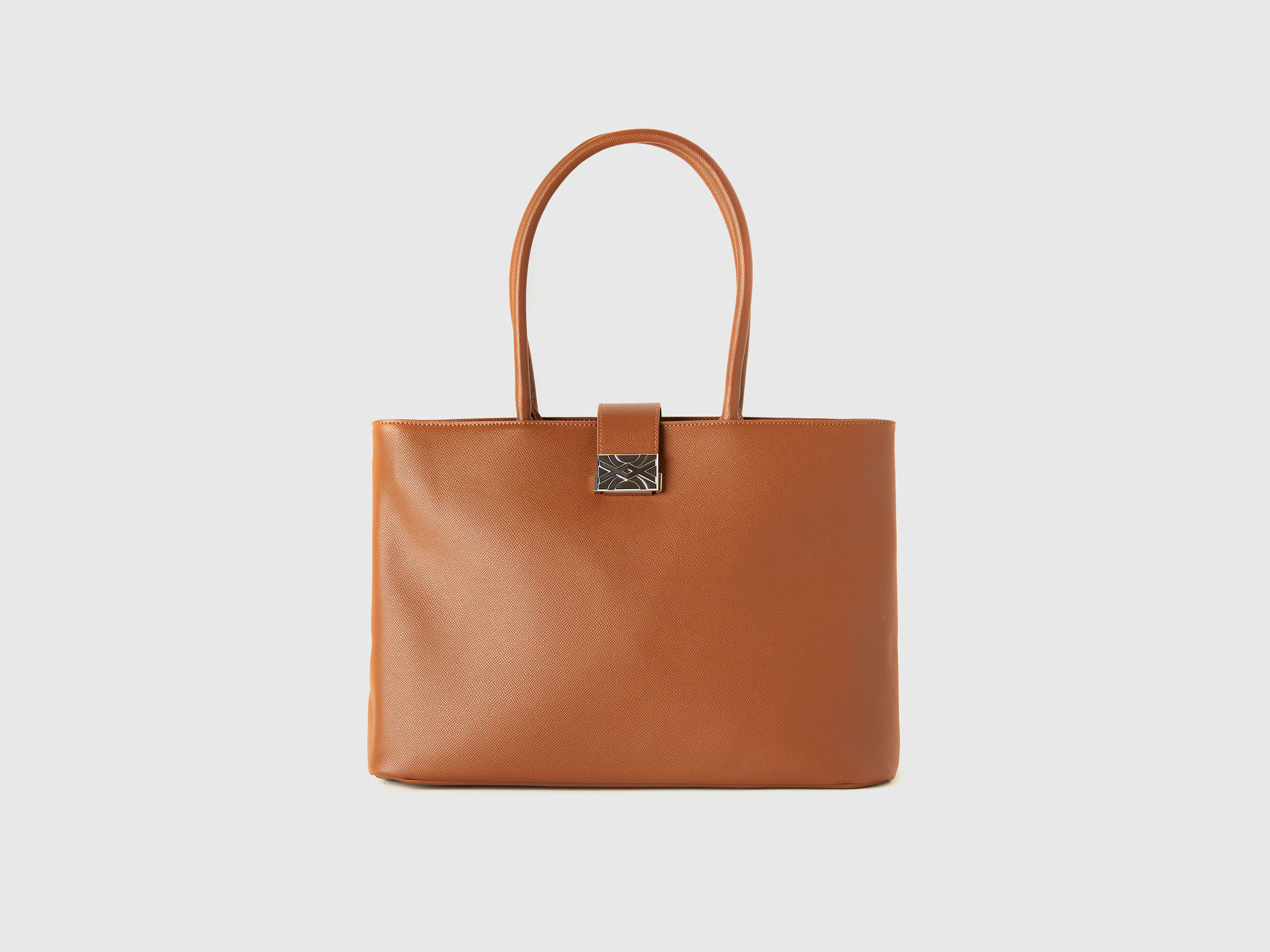 Benetton, Borsa A Spalla Con Doppio Manico, Marrone, Donna