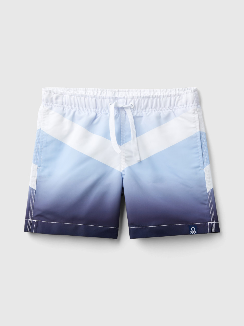 Benetton, Boxer-badehose Mit Logodruck, Blau, male