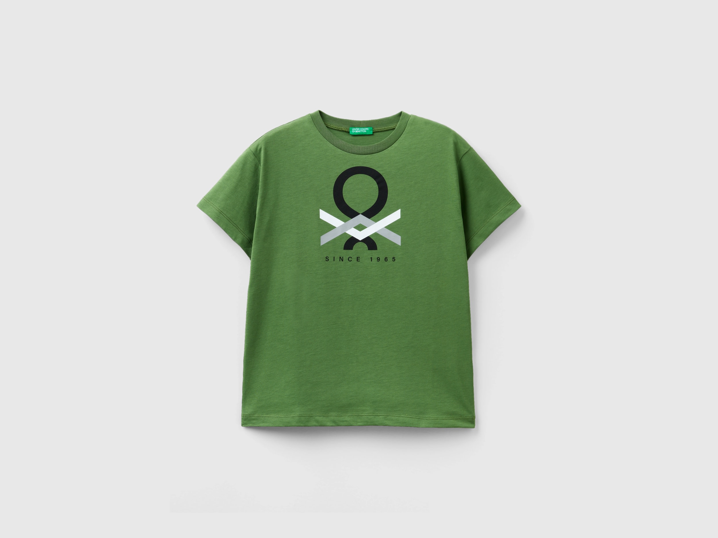 Benetton, 100% Organic Cotton T-shirt, size M, Military Green, Kids