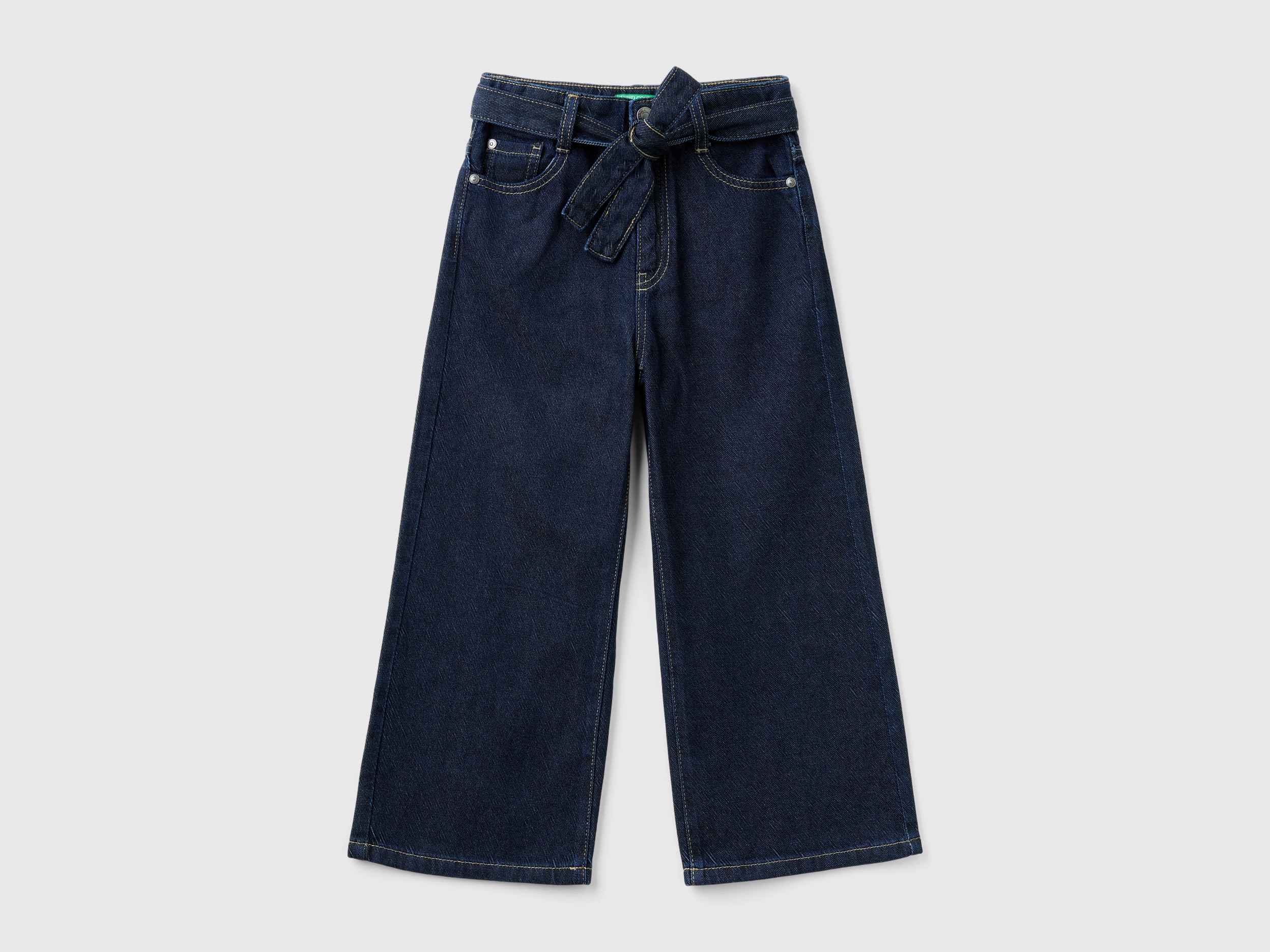 Benetton, Jeans Wide Fit Con Fusciacca, Blu, Bambini