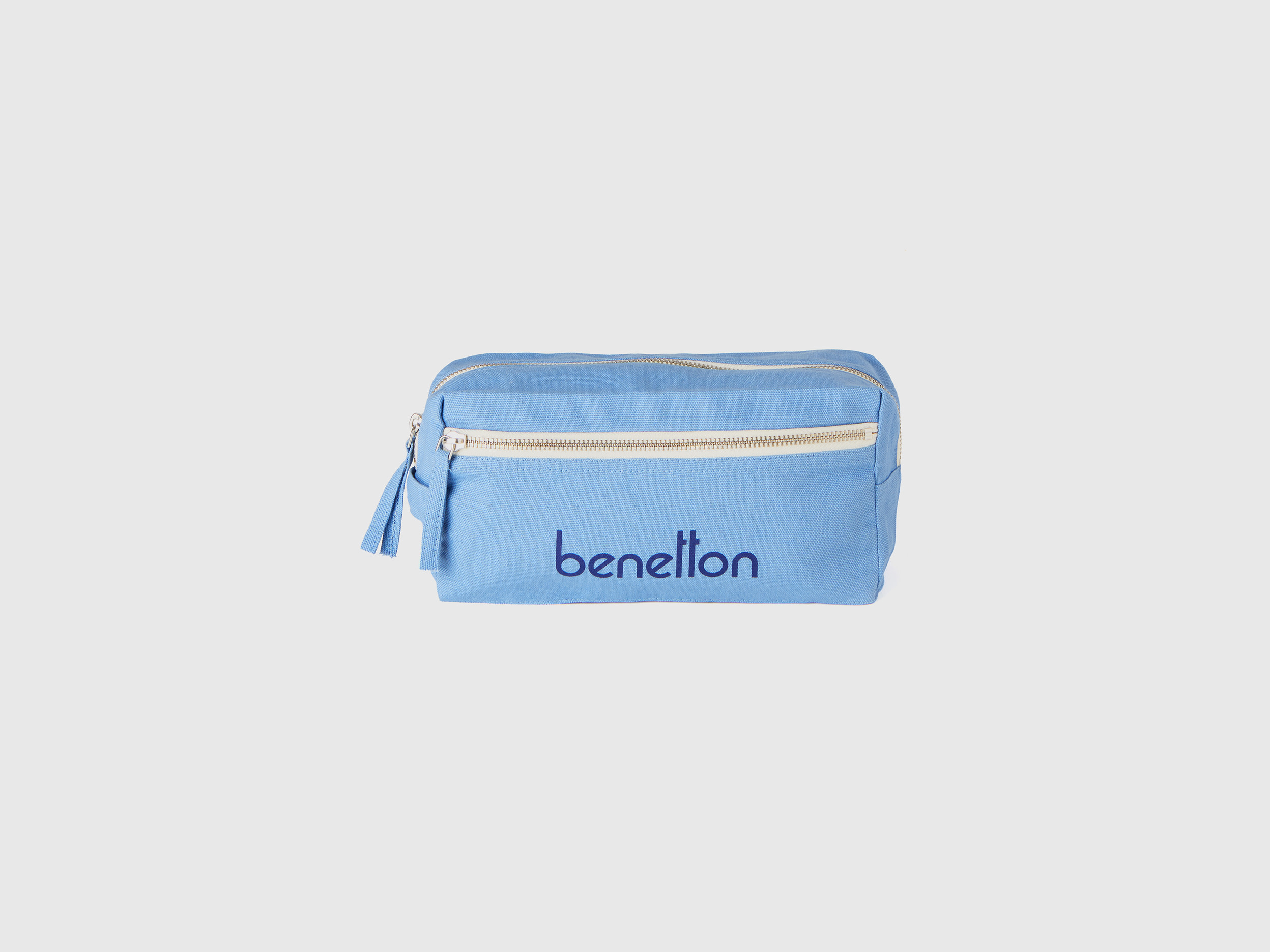 Benetton, Light Blue Beauty Case In Pure Cotton, Azzurro, Donna