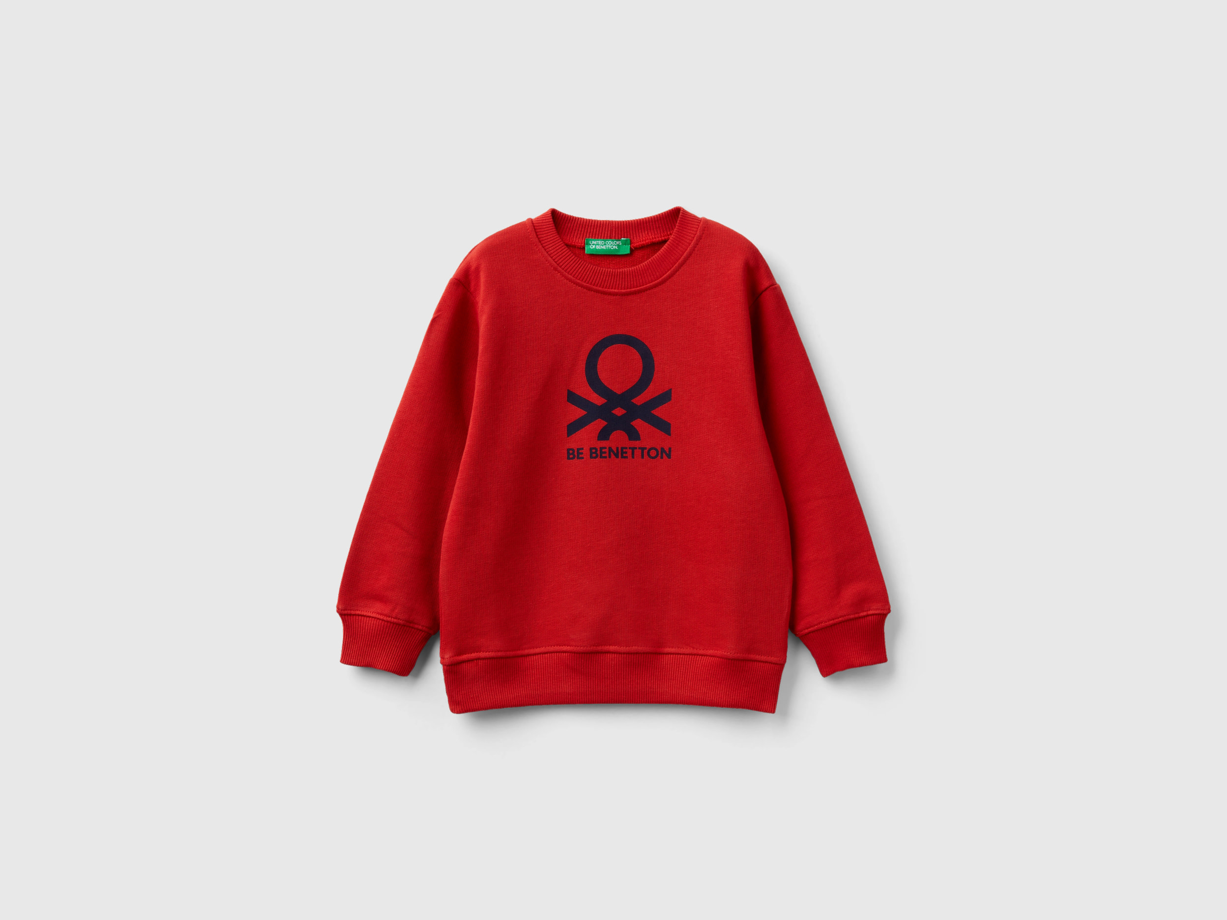 Benetton, Sweatshirt In 100% Organic Cotton, size 18-24, Brick Red, Kids