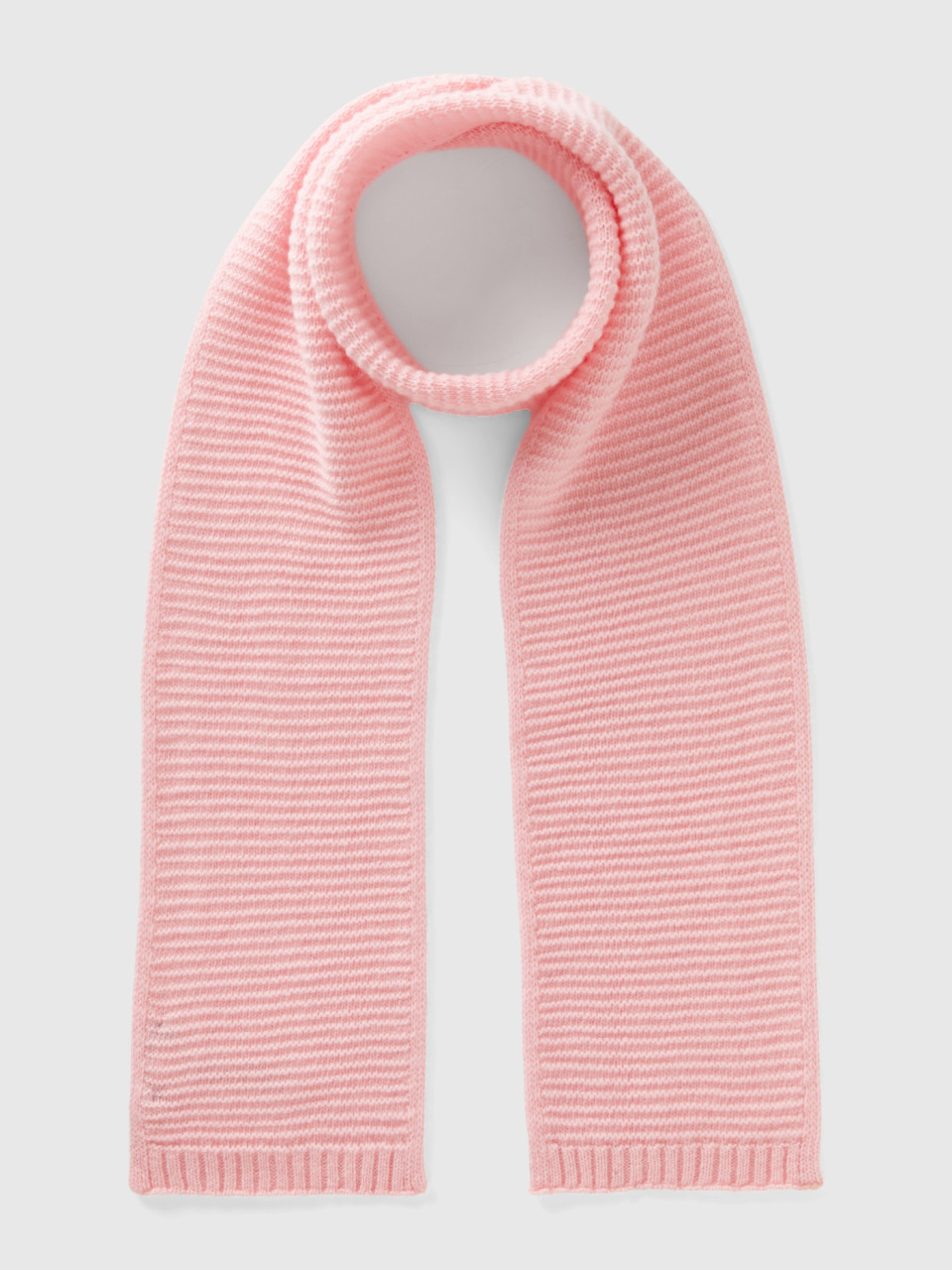 Benetton, Knit Scarf In Stretch Wool Blend, Pink, Kids
