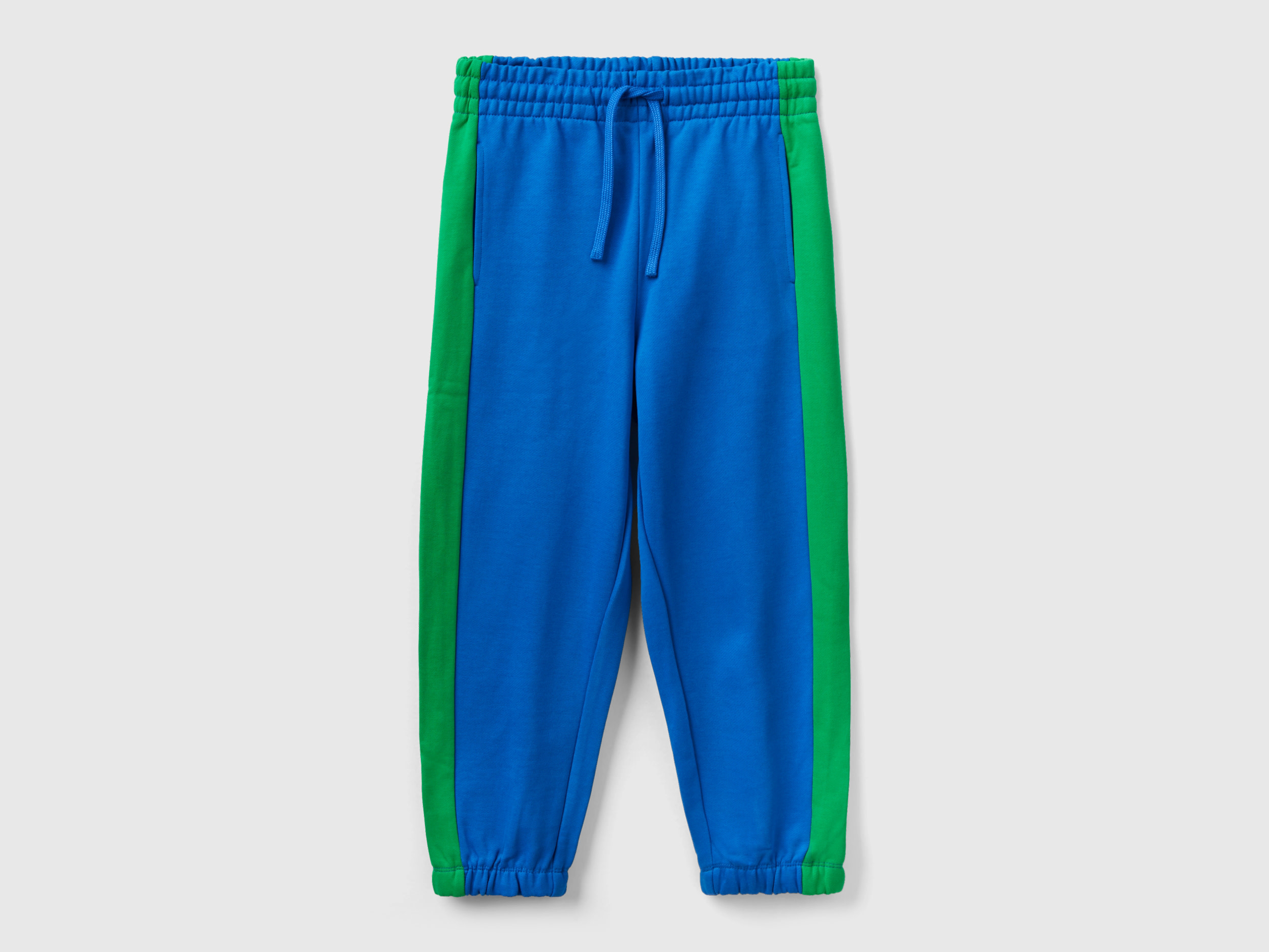 Benetton, Balloon Fit Joggers With Side Bands, size M, Bright Blue, Kids