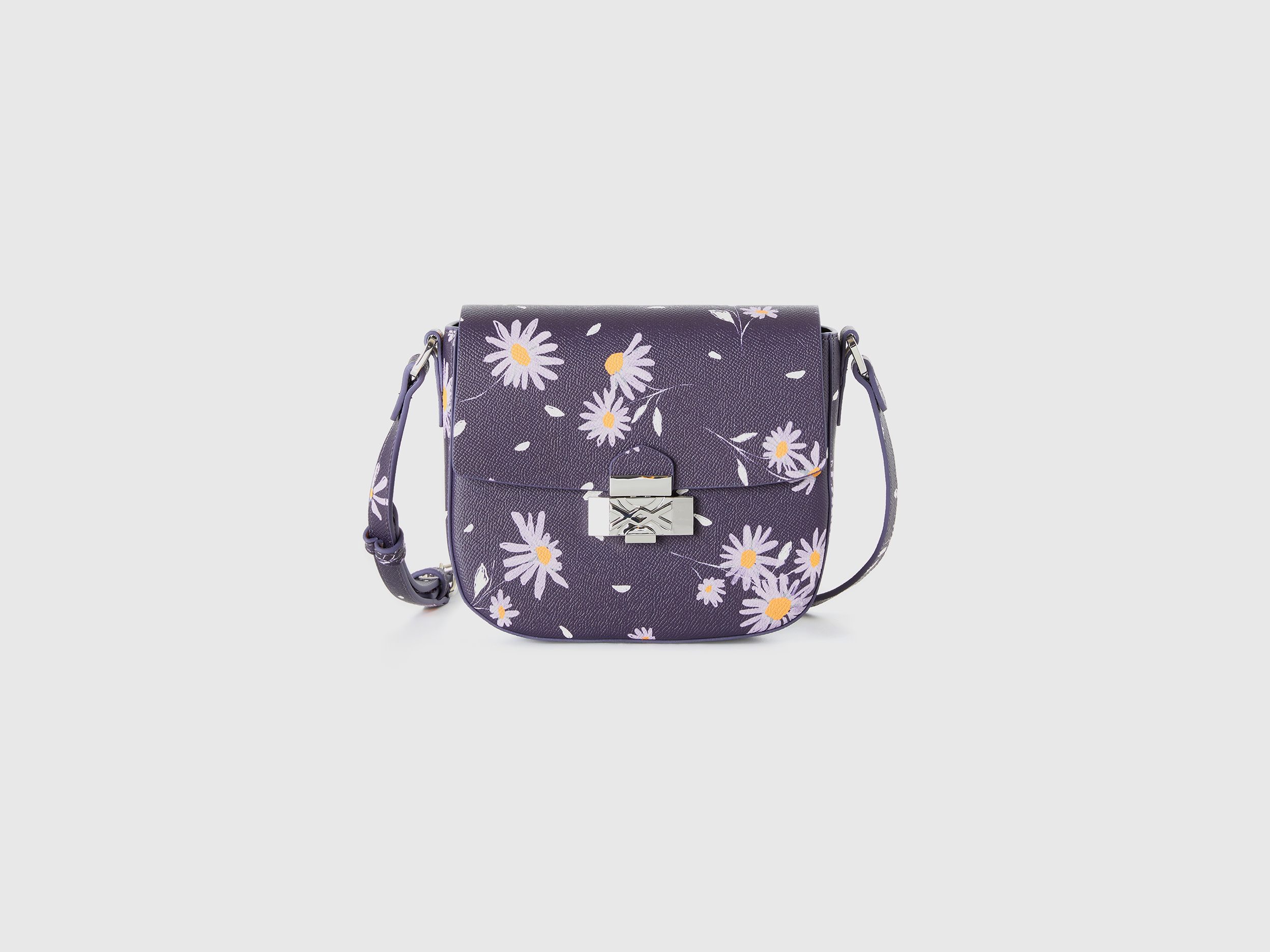 Benetton, Bag With Flowers In Imitation Leather, size OS, Violet, Women