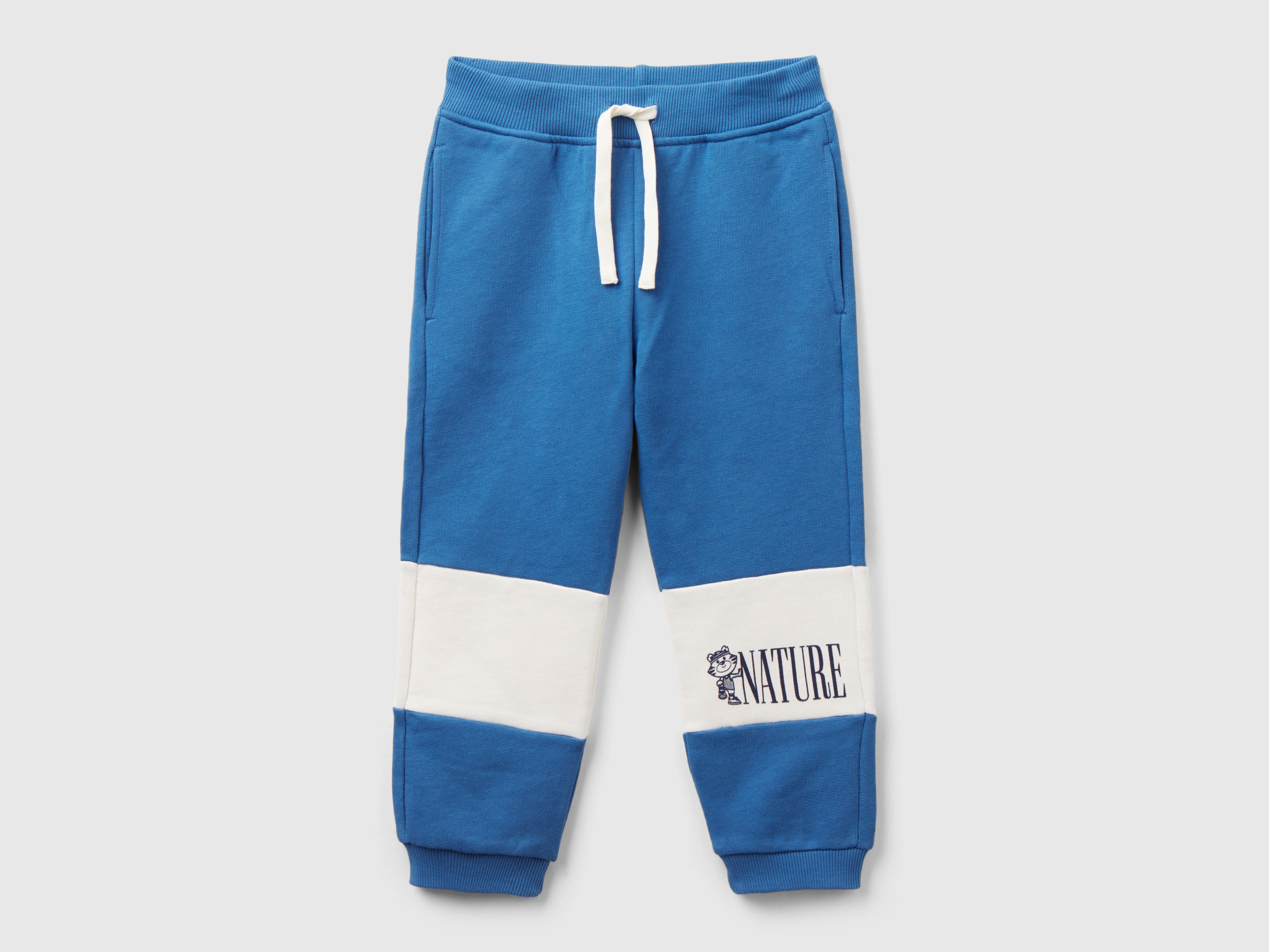 Image of Benetton, Sweat Joggers In Organic Cotton, size 104, Blue, Kids