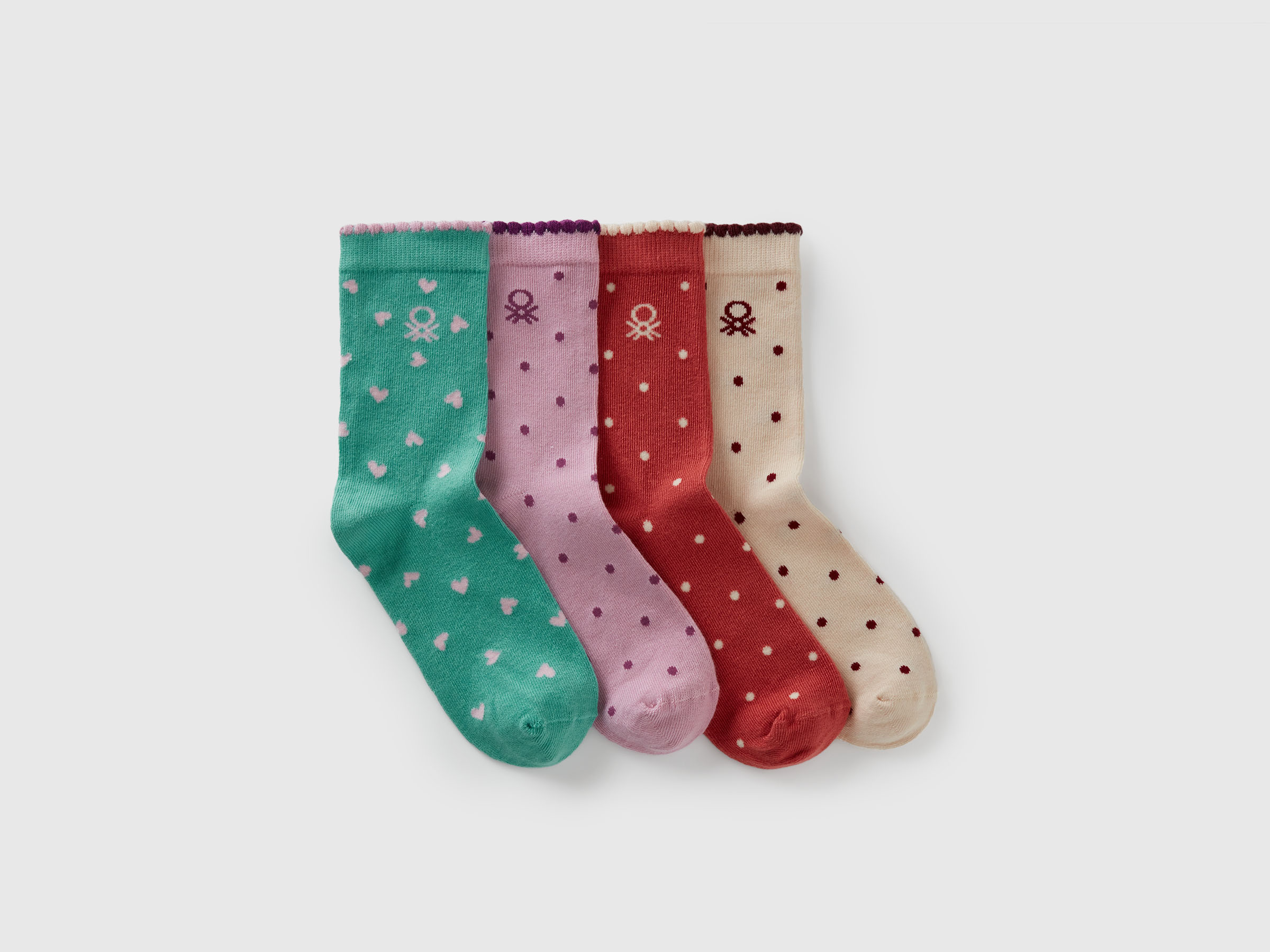 Benetton, Four Pairs Of Patterned Socks, Size: 1-2, Multi-color, Kids