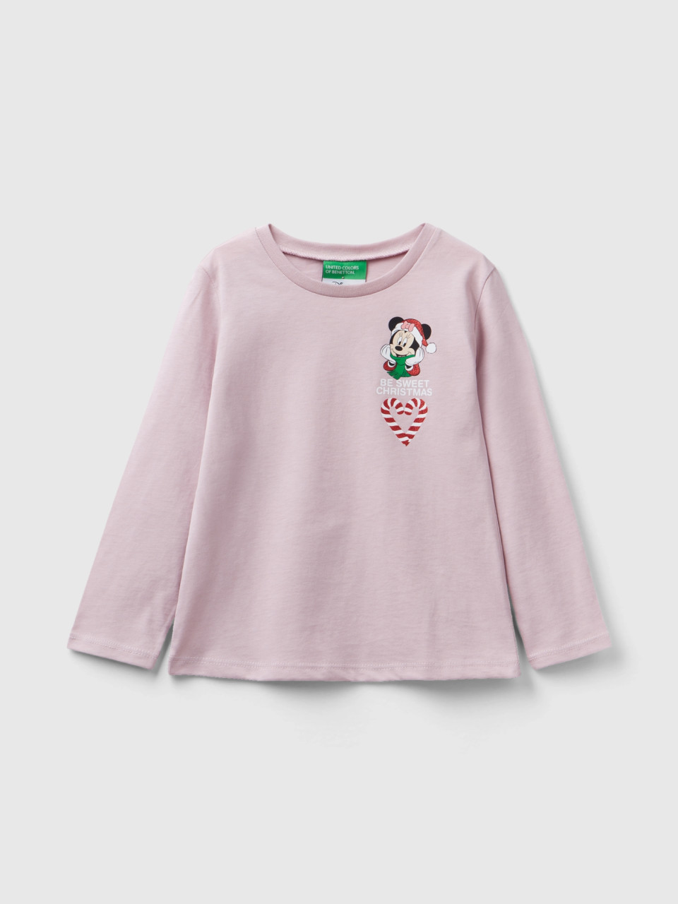 Benetton, ©disney Christmas T-shirt, Pastel Pink, Kids