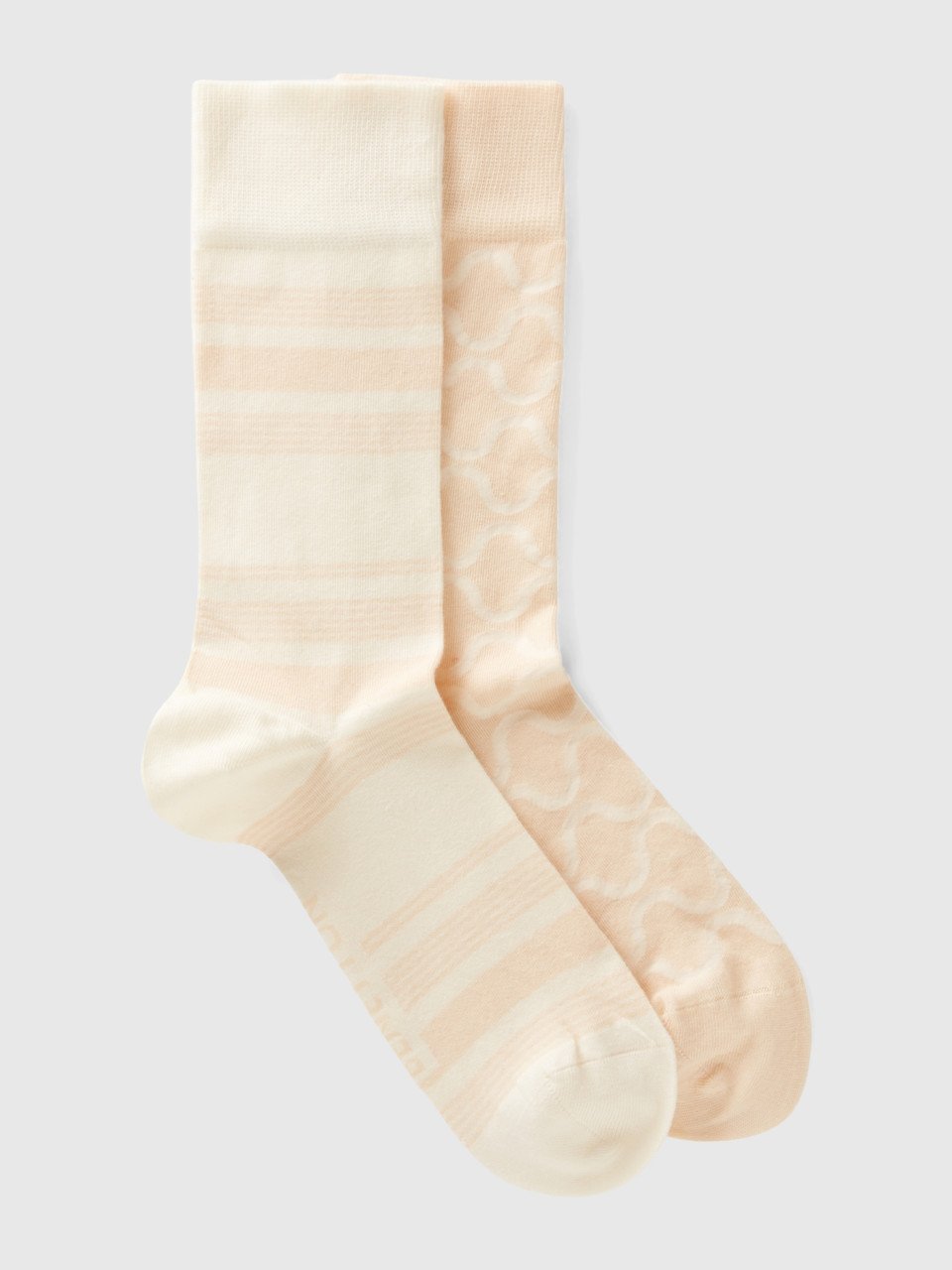 Benetton, Two Pairs Of Cream White And Beige Socks, Creamy White, Women