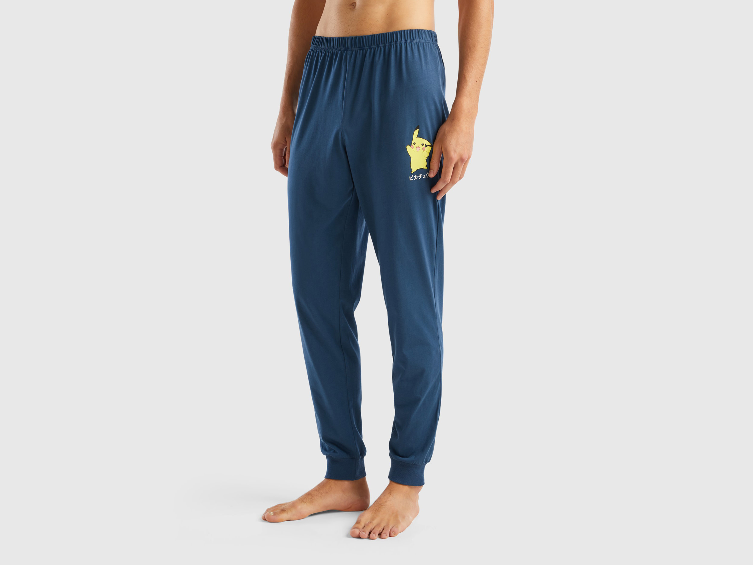 Benetton, Pokemon Trousers In Long Fiber Cotton, size S, Dark Blue, Men