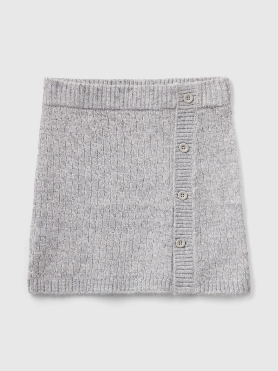 Benetton, Sweater With Cables, Gray, Kids