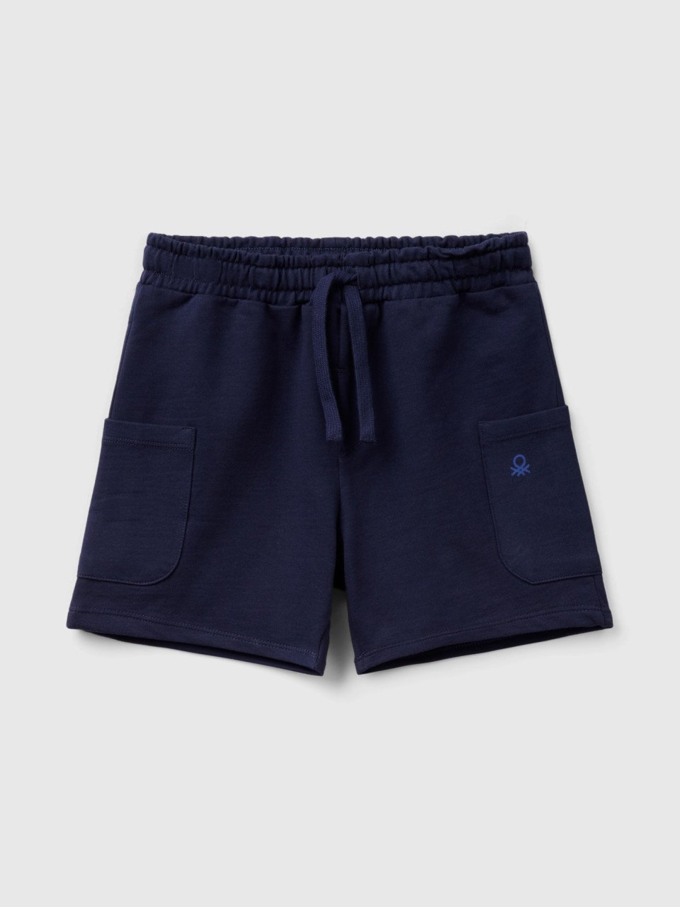 Benetton, Cargo Shorts In Organic Cotton, Dark Blue, Kids