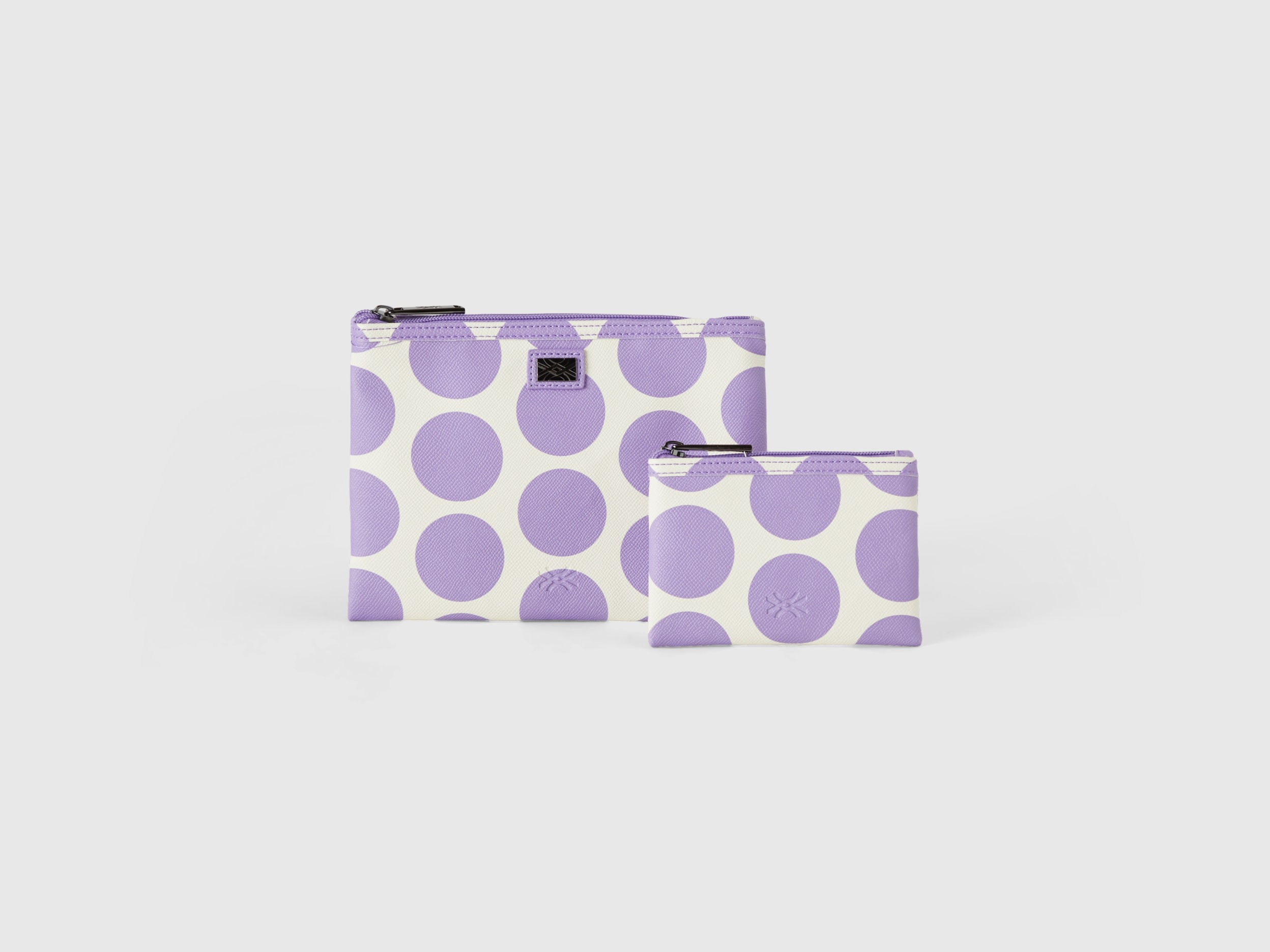 Benetton, Two White Bags With Lilac Polka Dots, size OS, White, Women